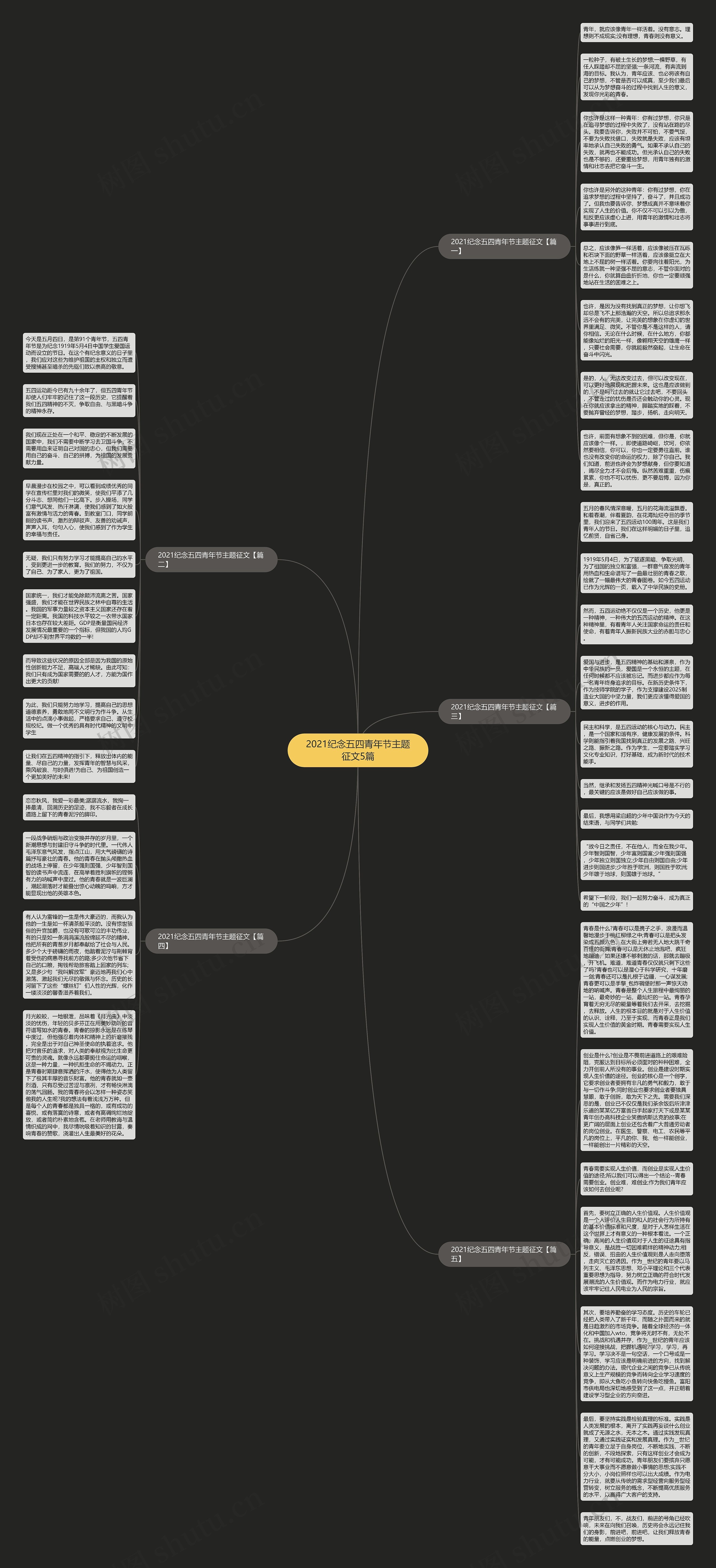 2021纪念五四青年节主题征文5篇思维导图