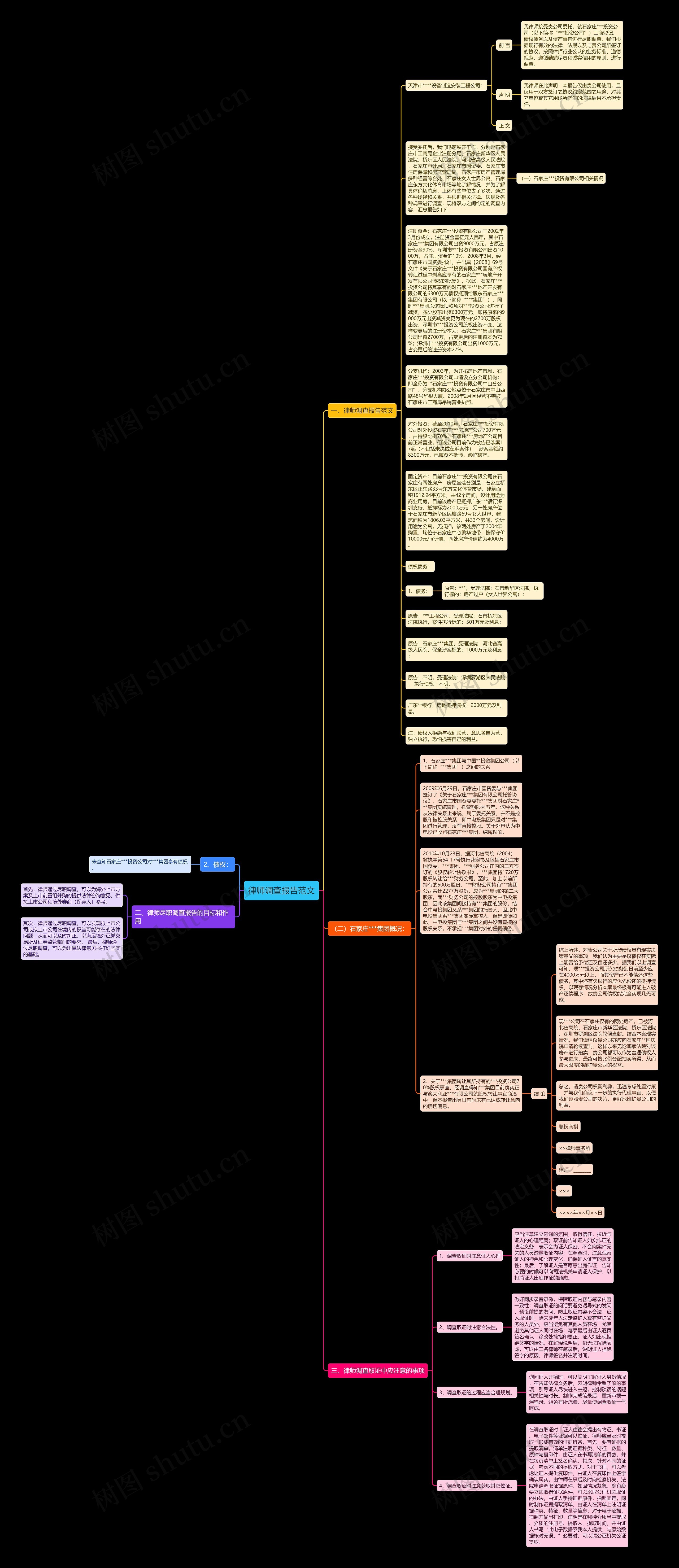律师调查报告范文思维导图