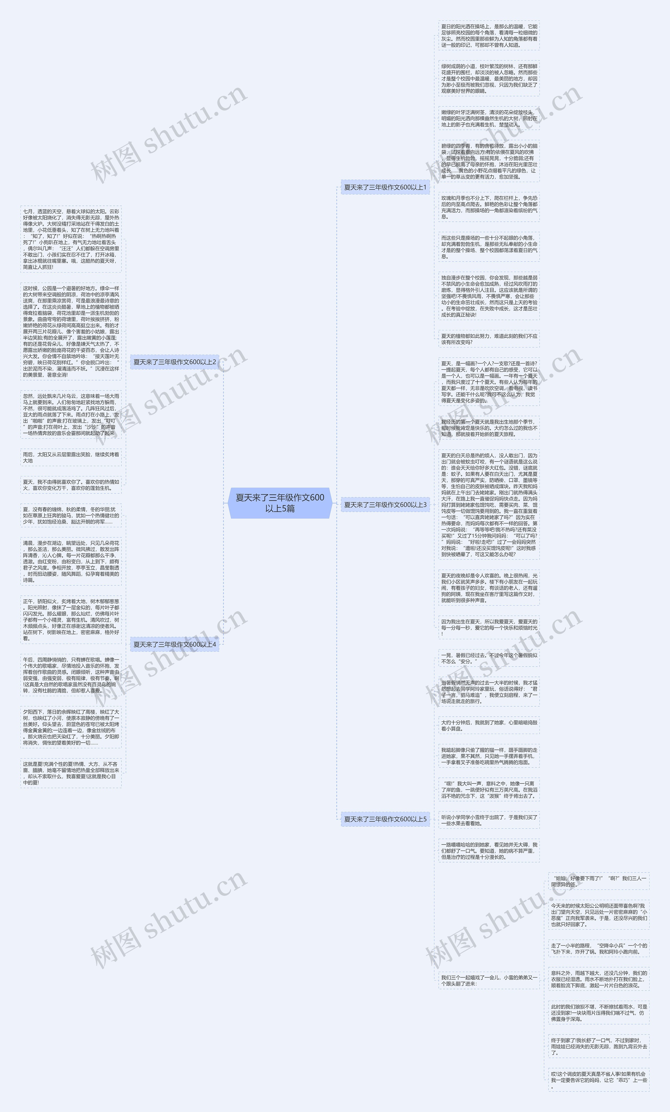 夏天来了三年级作文600以上5篇思维导图