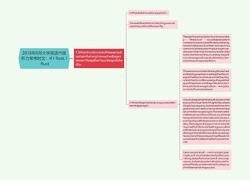 2018年6月大学英语六级听力常考时文：If I Rest, I Rust