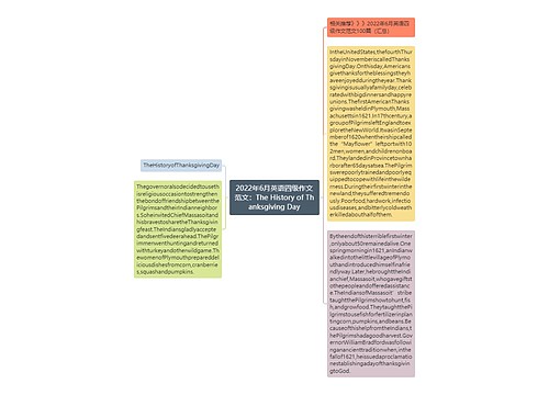 2022年6月英语四级作文范文：The History of Thanksgiving Day