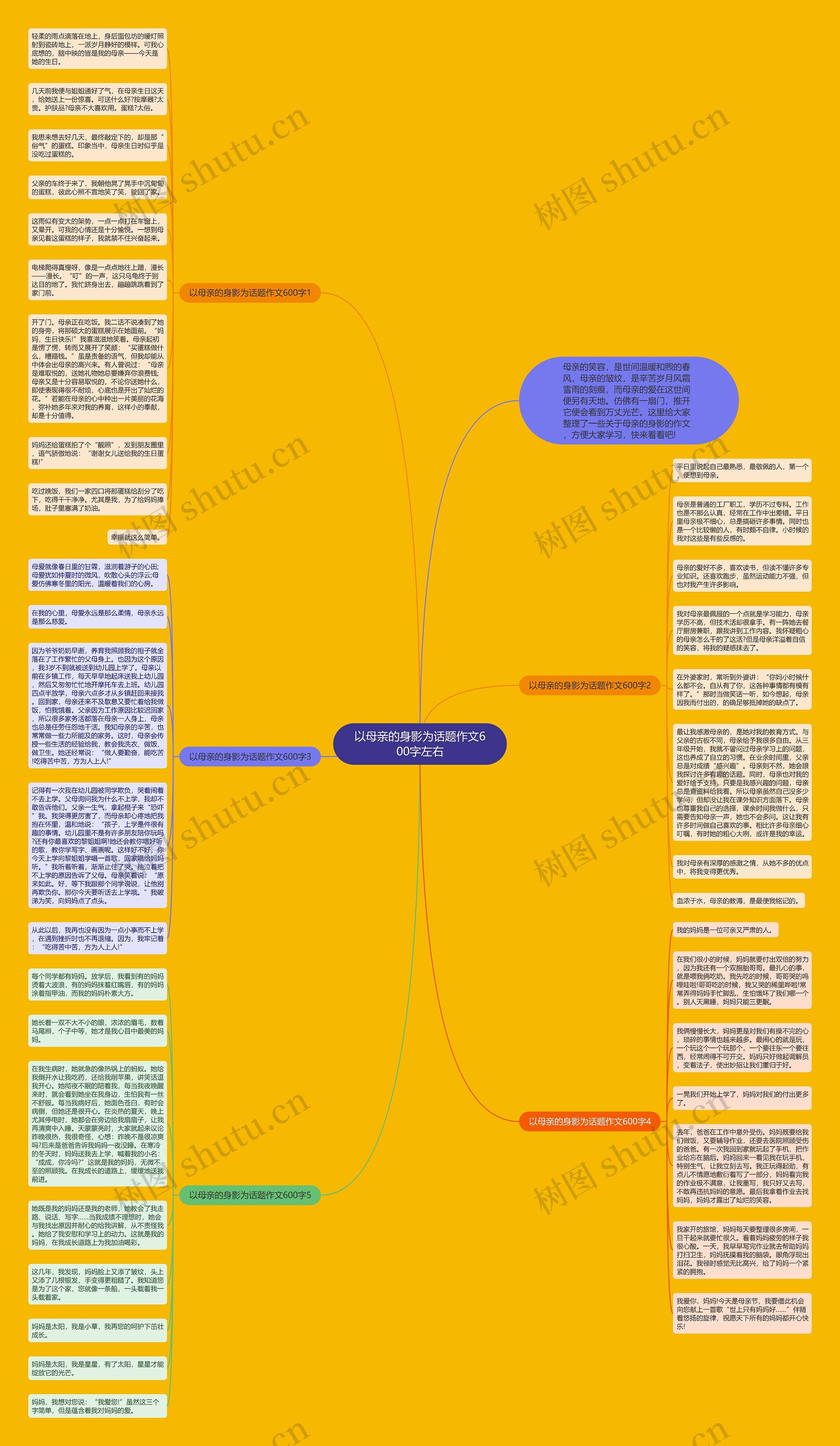 以母亲的身影为话题作文600字左右思维导图