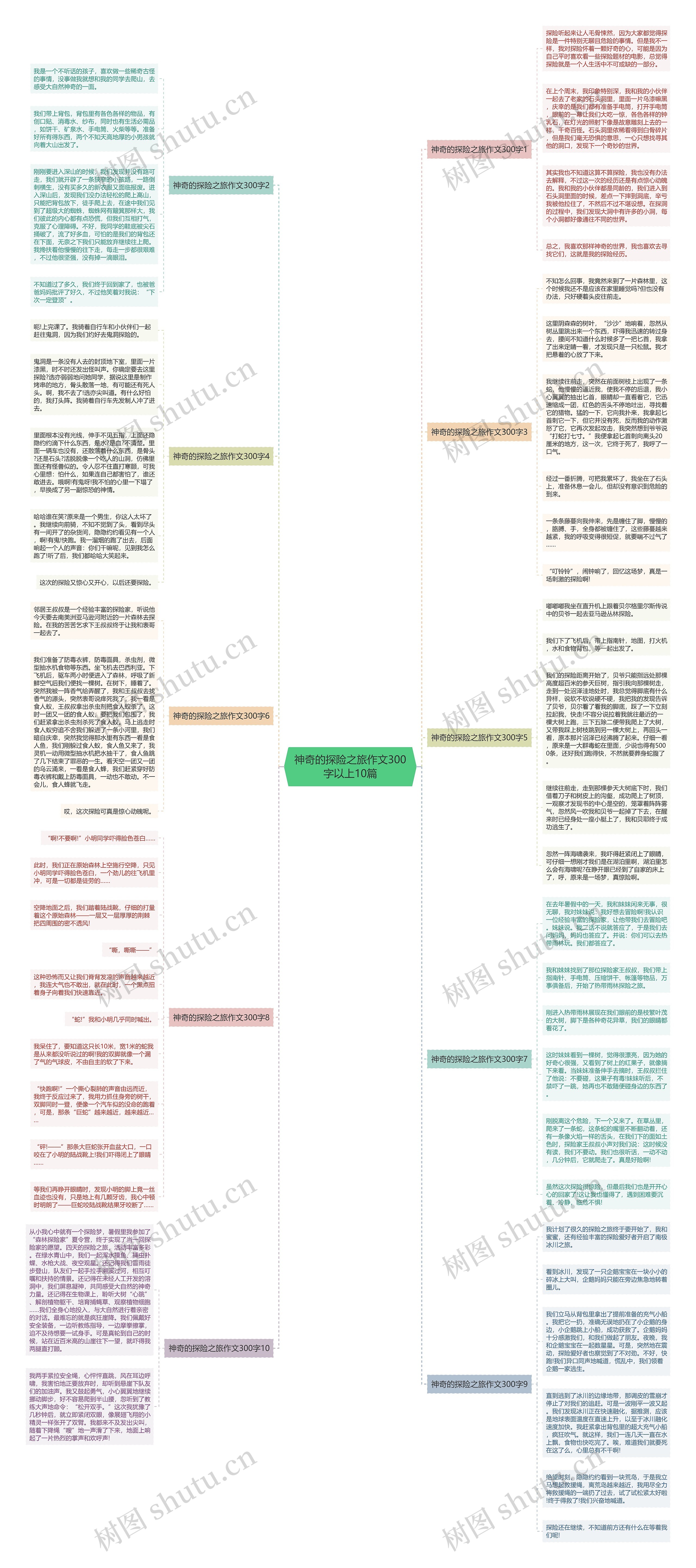 神奇的探险之旅作文300字以上10篇思维导图