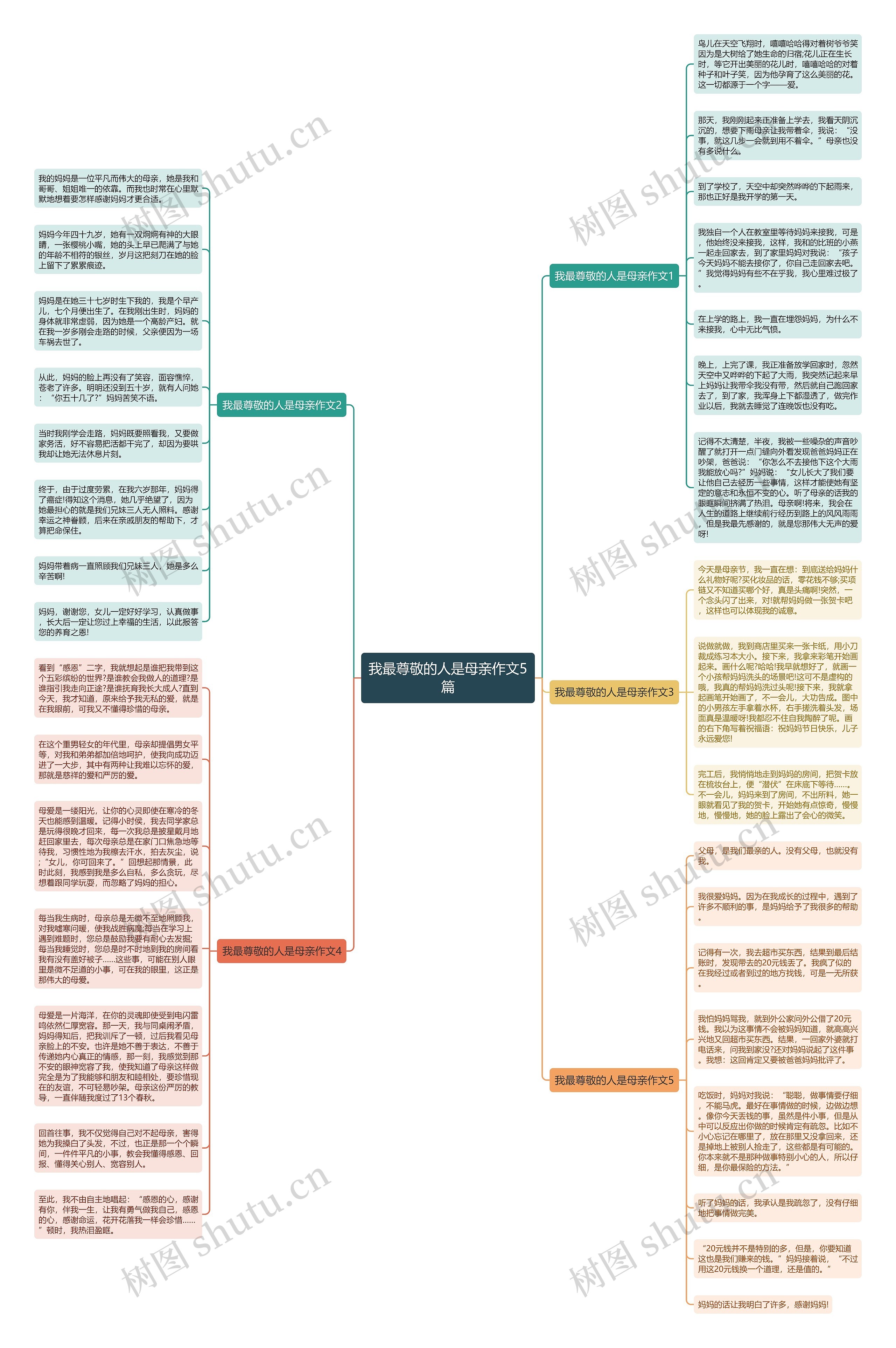我最尊敬的人是母亲作文5篇思维导图