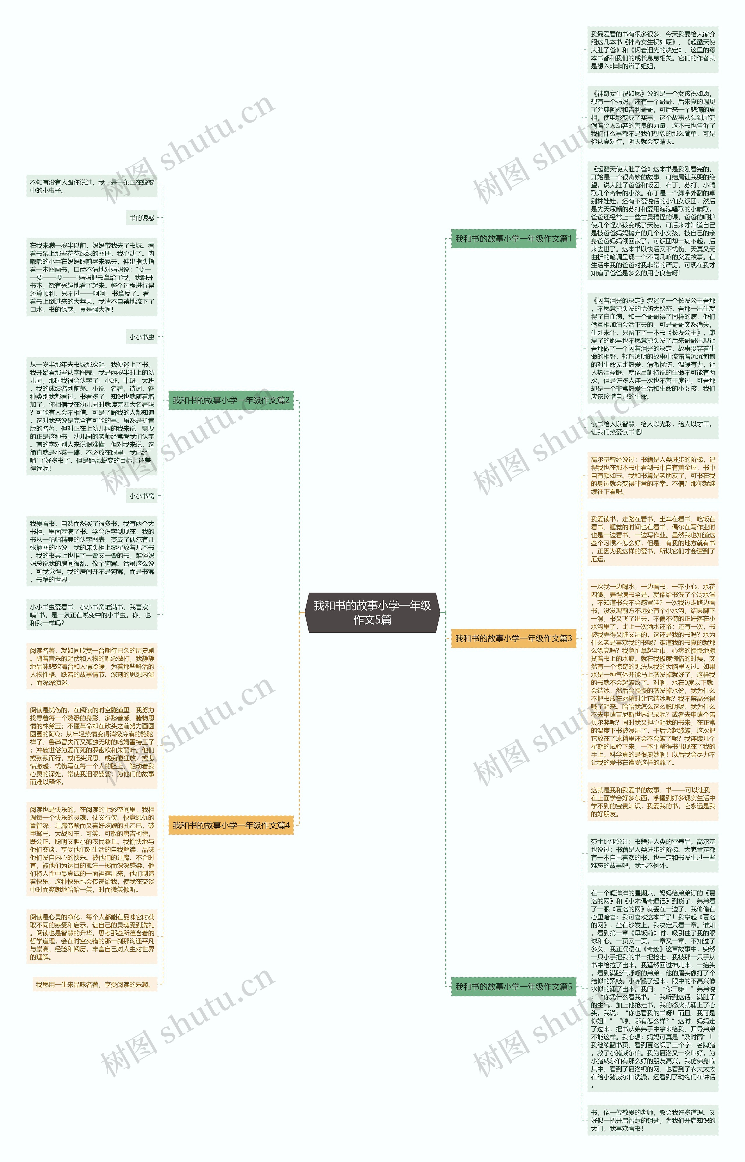 我和书的故事小学一年级作文5篇思维导图