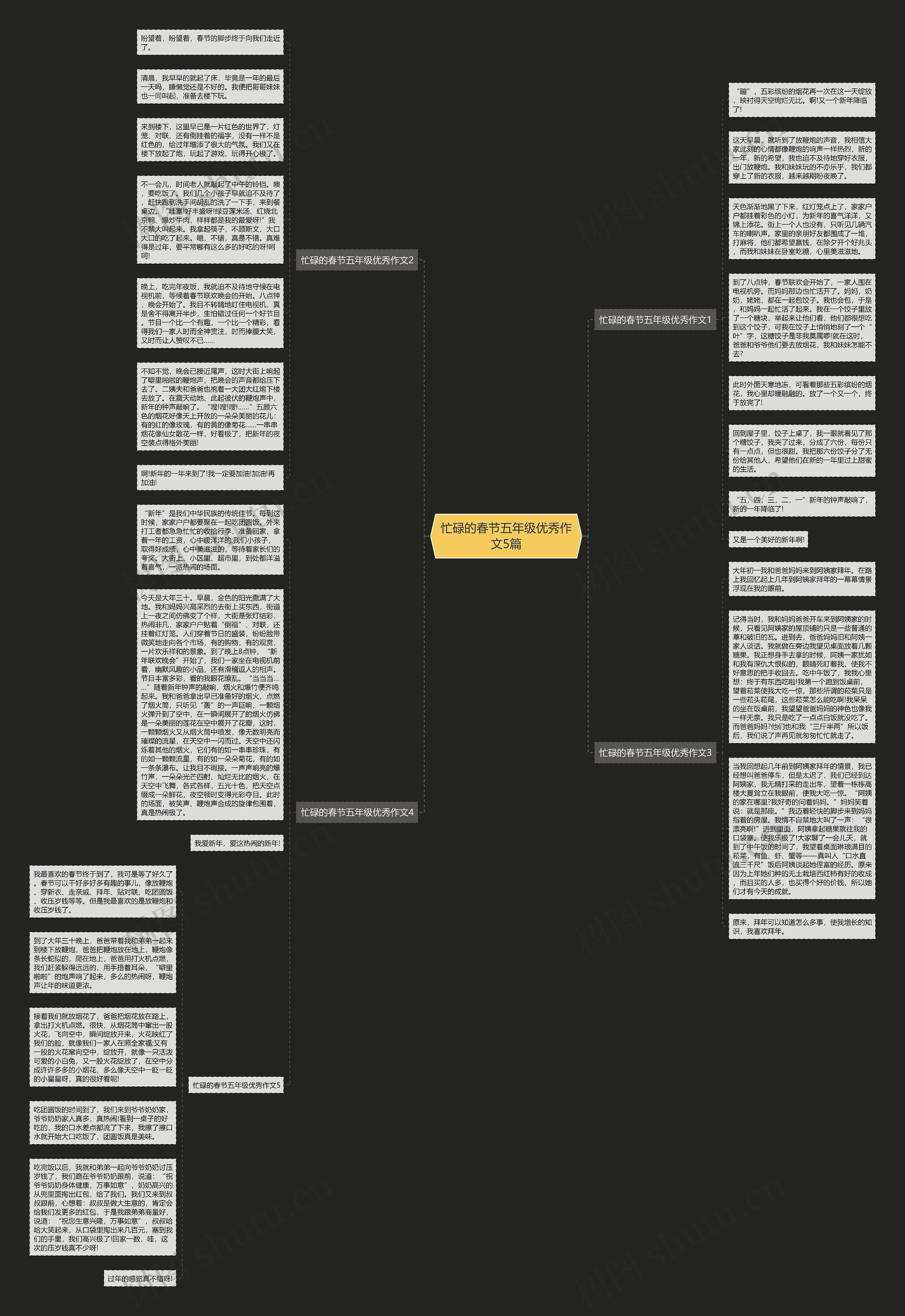 忙碌的春节五年级优秀作文5篇思维导图