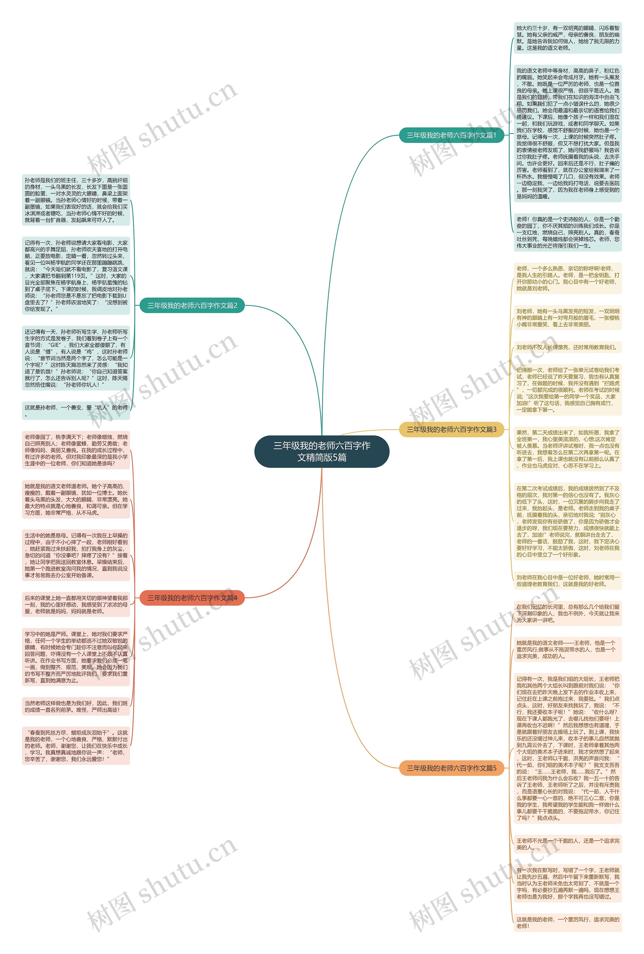 三年级我的老师六百字作文精简版5篇思维导图