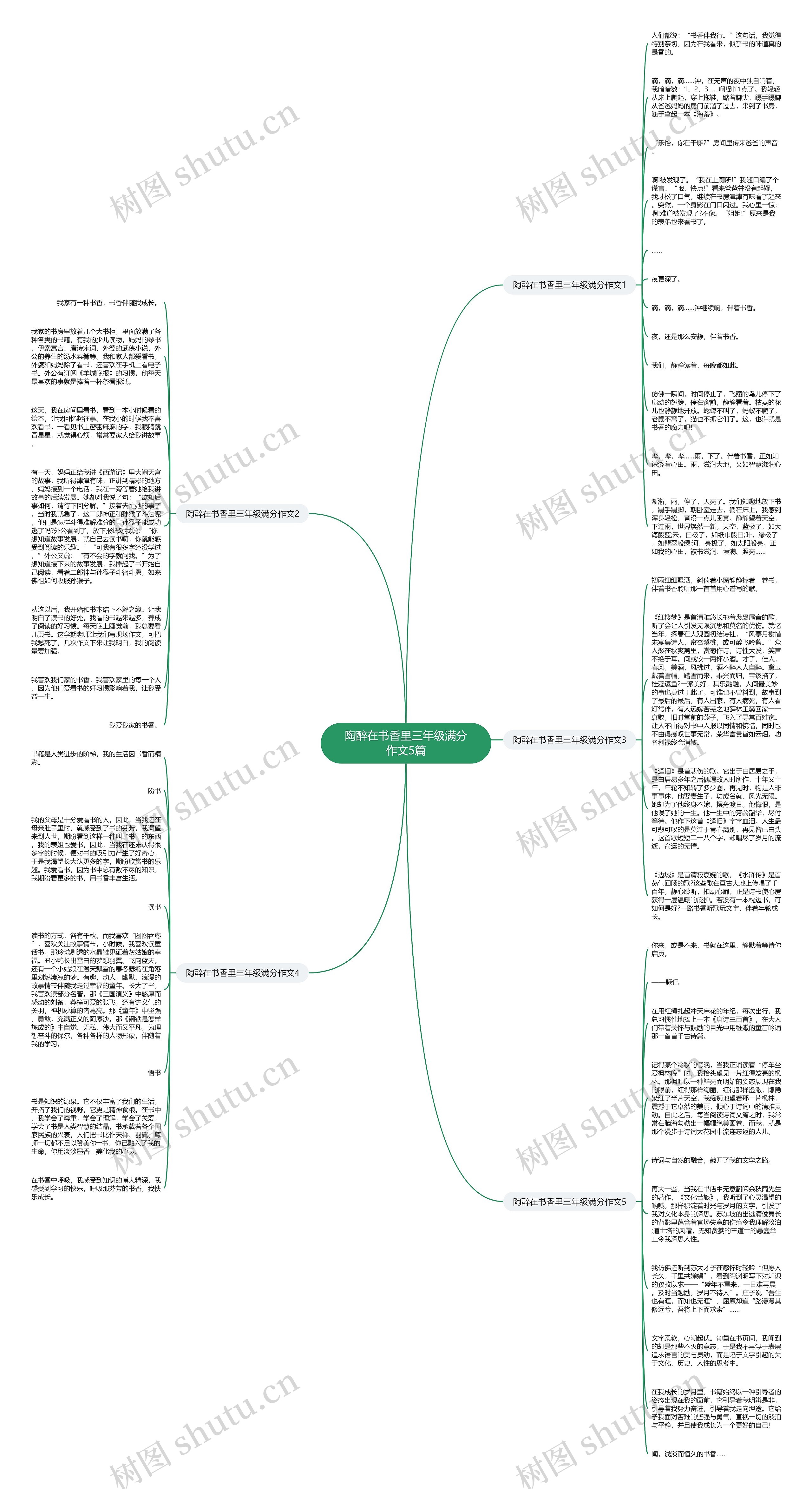 陶醉在书香里三年级满分作文5篇思维导图