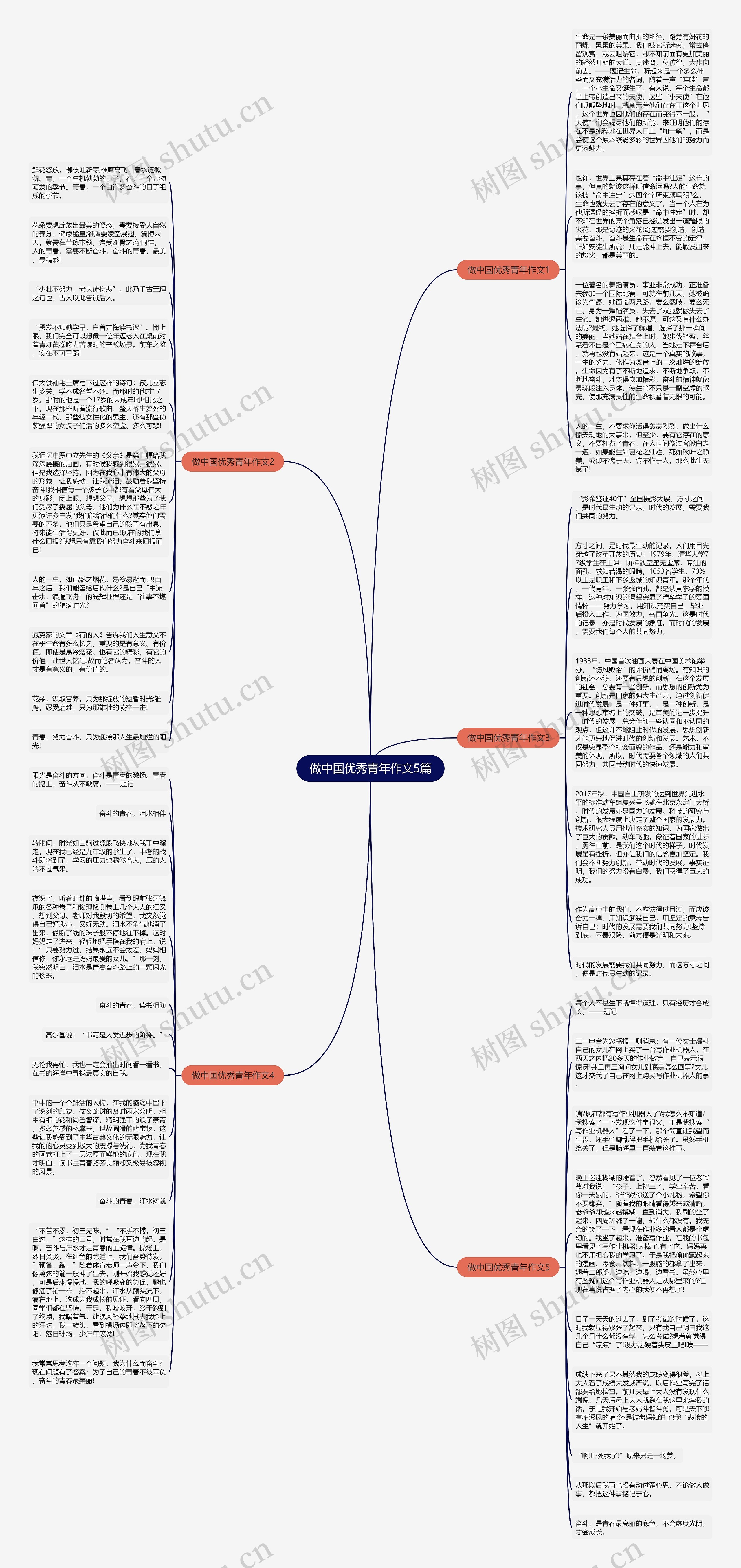 做中国优秀青年作文5篇思维导图
