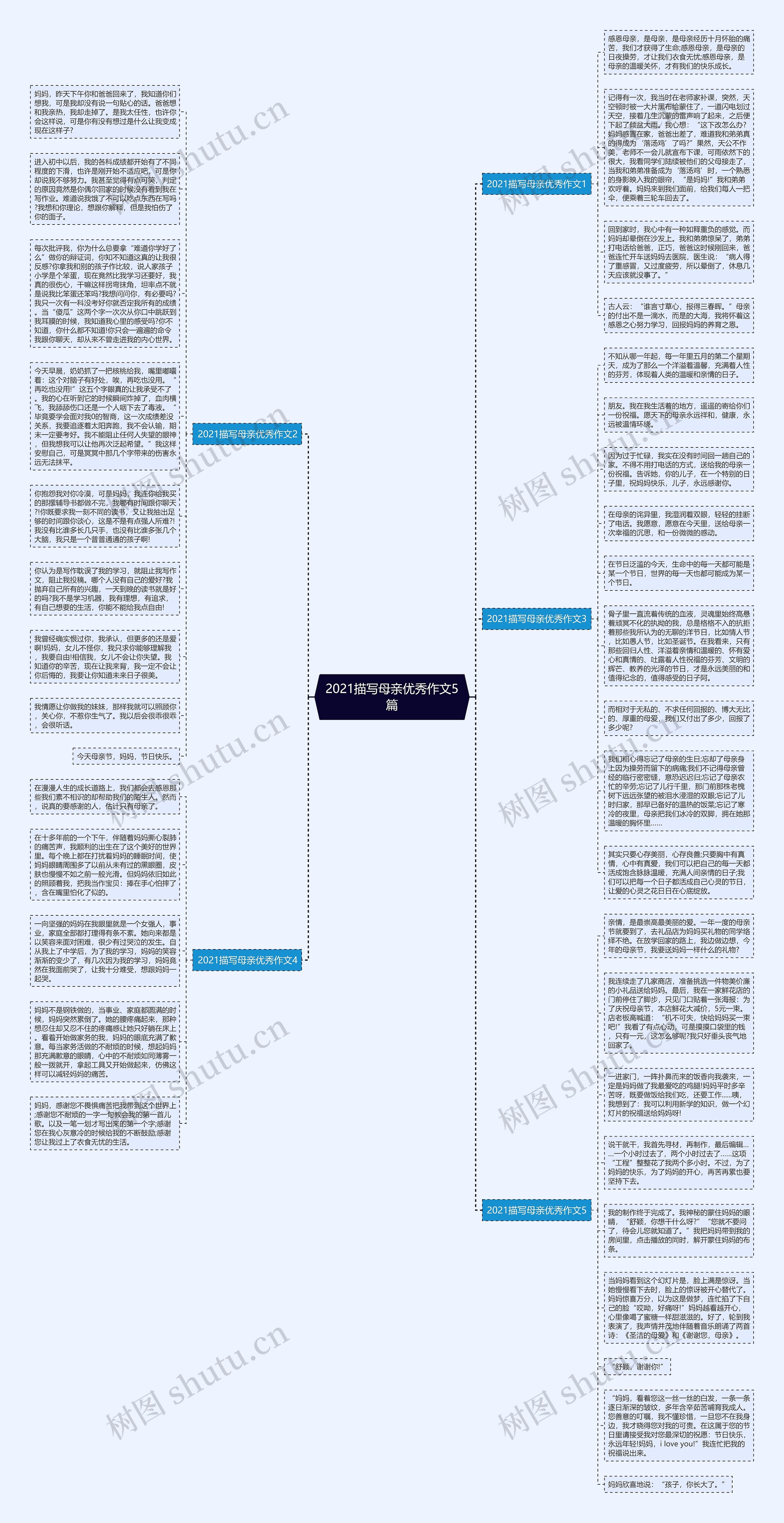 2021描写母亲优秀作文5篇思维导图