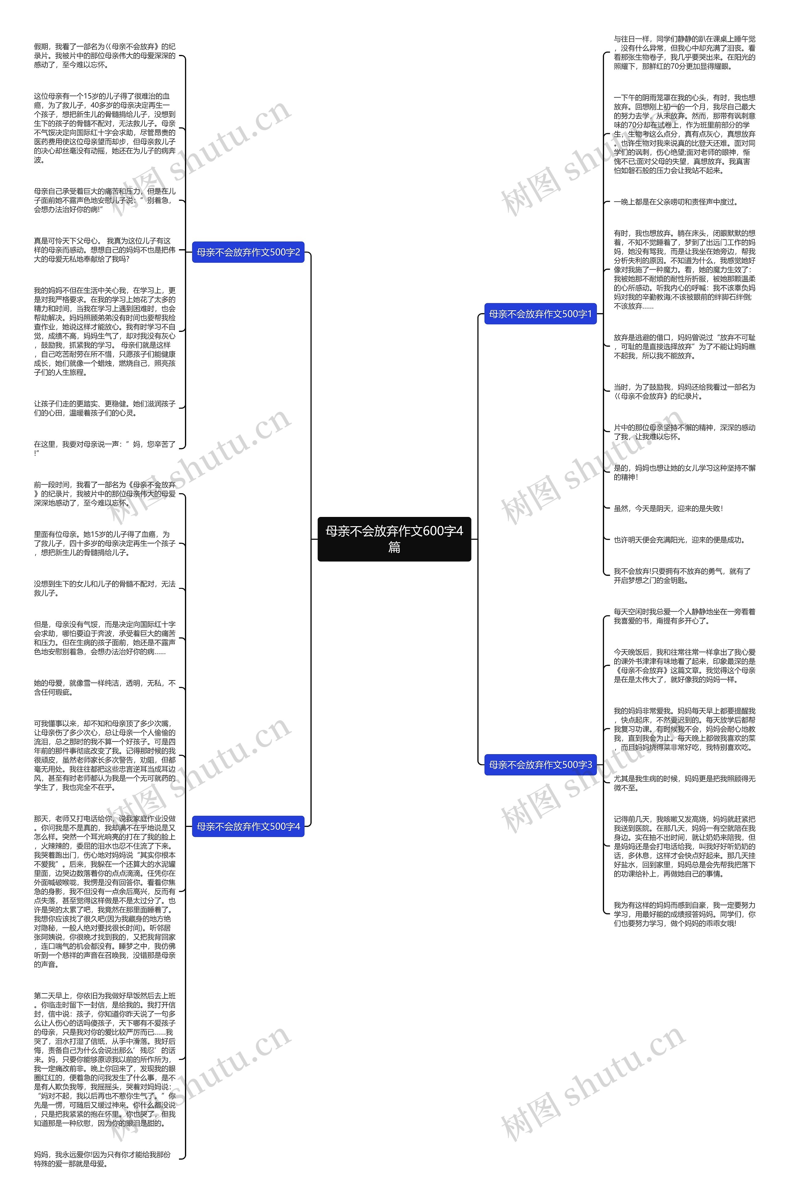 母亲不会放弃作文600字4篇思维导图高清图 母亲不会放弃作文600字4篇思维导图