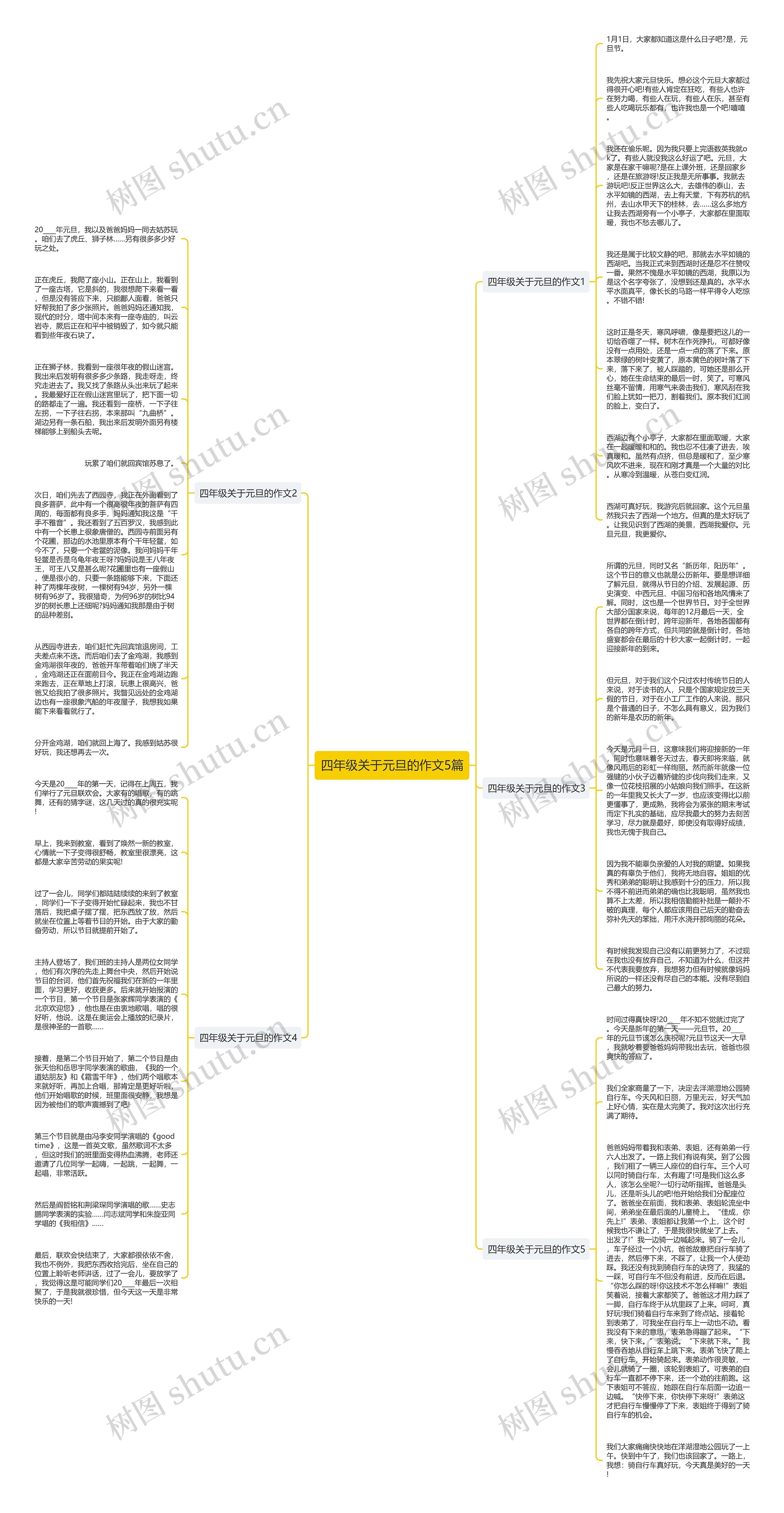 四年级关于元旦的作文5篇思维导图