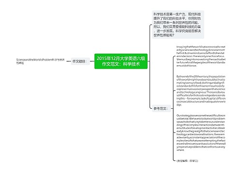 2015年12月大学英语六级作文范文：科学技术