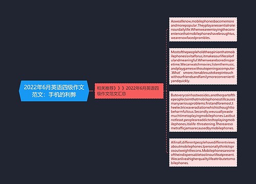 2022年6月英语四级作文范文：手机的利弊