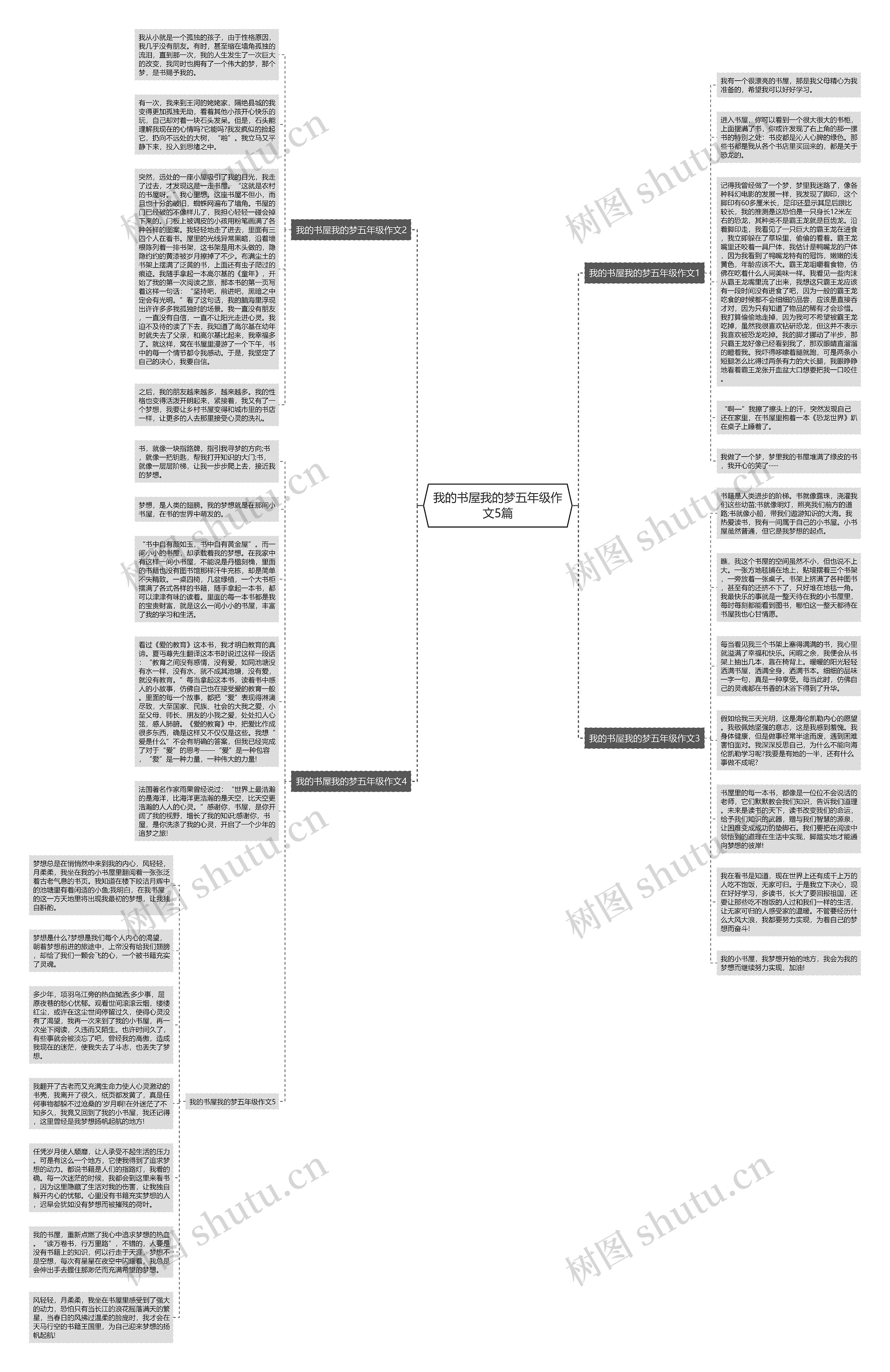 我的书屋我的梦五年级作文5篇思维导图