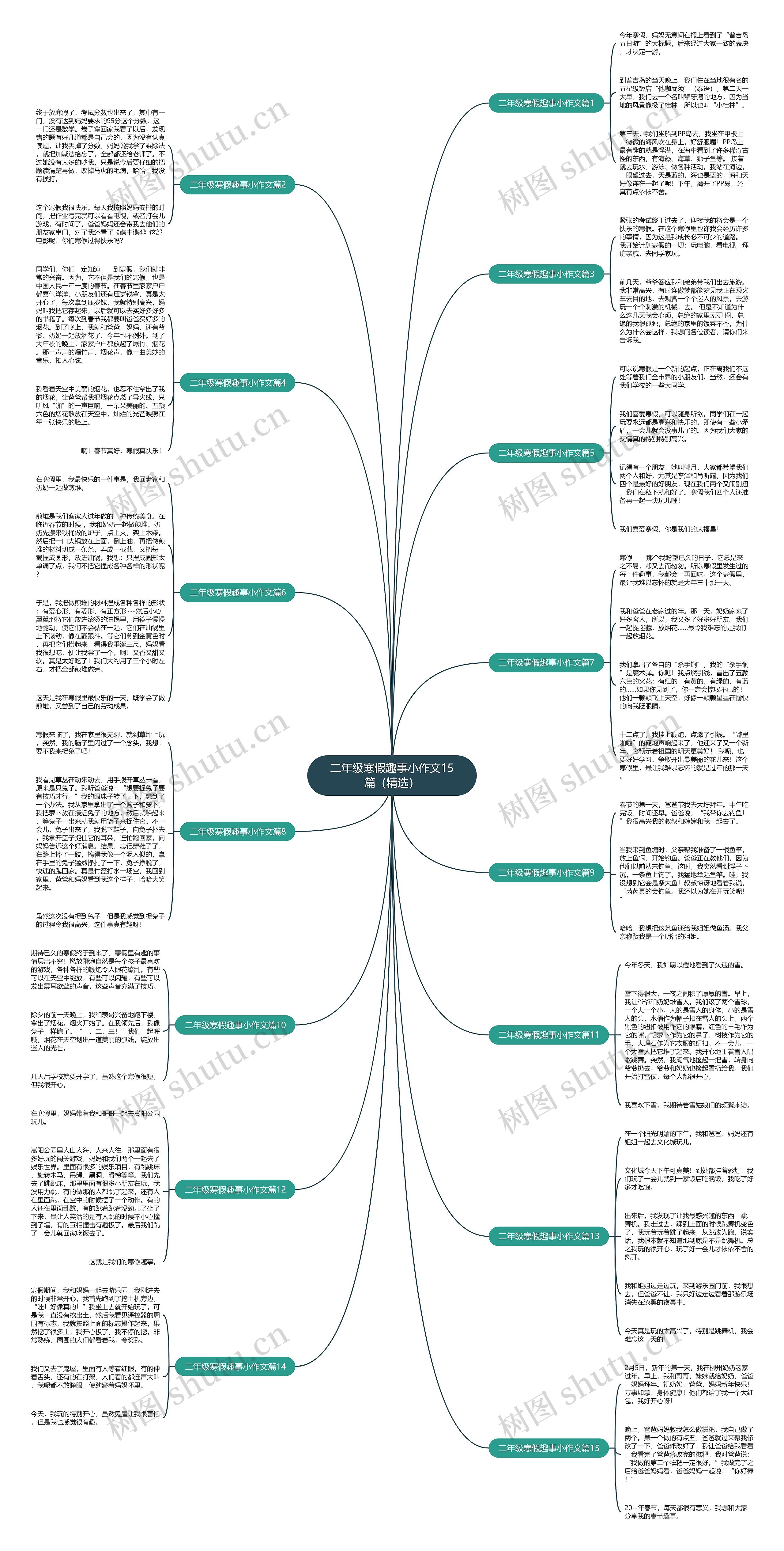 二年级寒假趣事小作文15篇（精选）思维导图