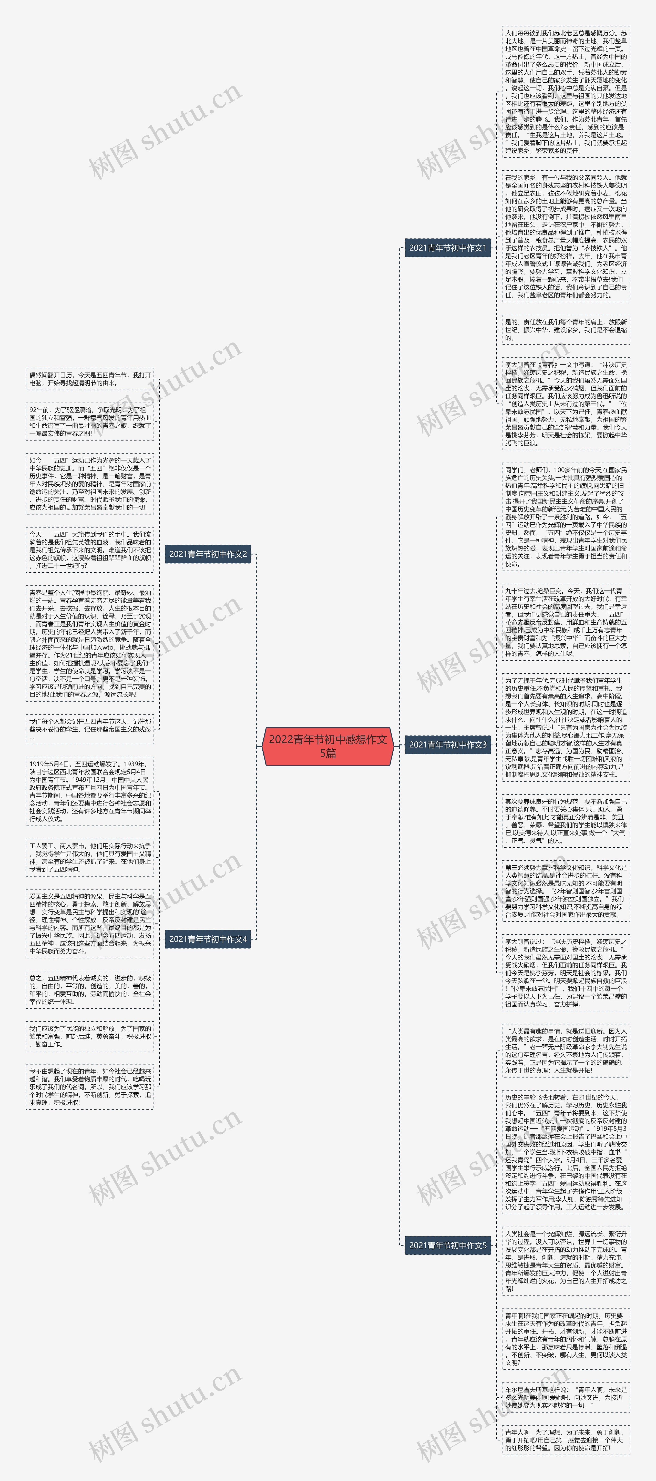 2022青年节初中感想作文5篇思维导图