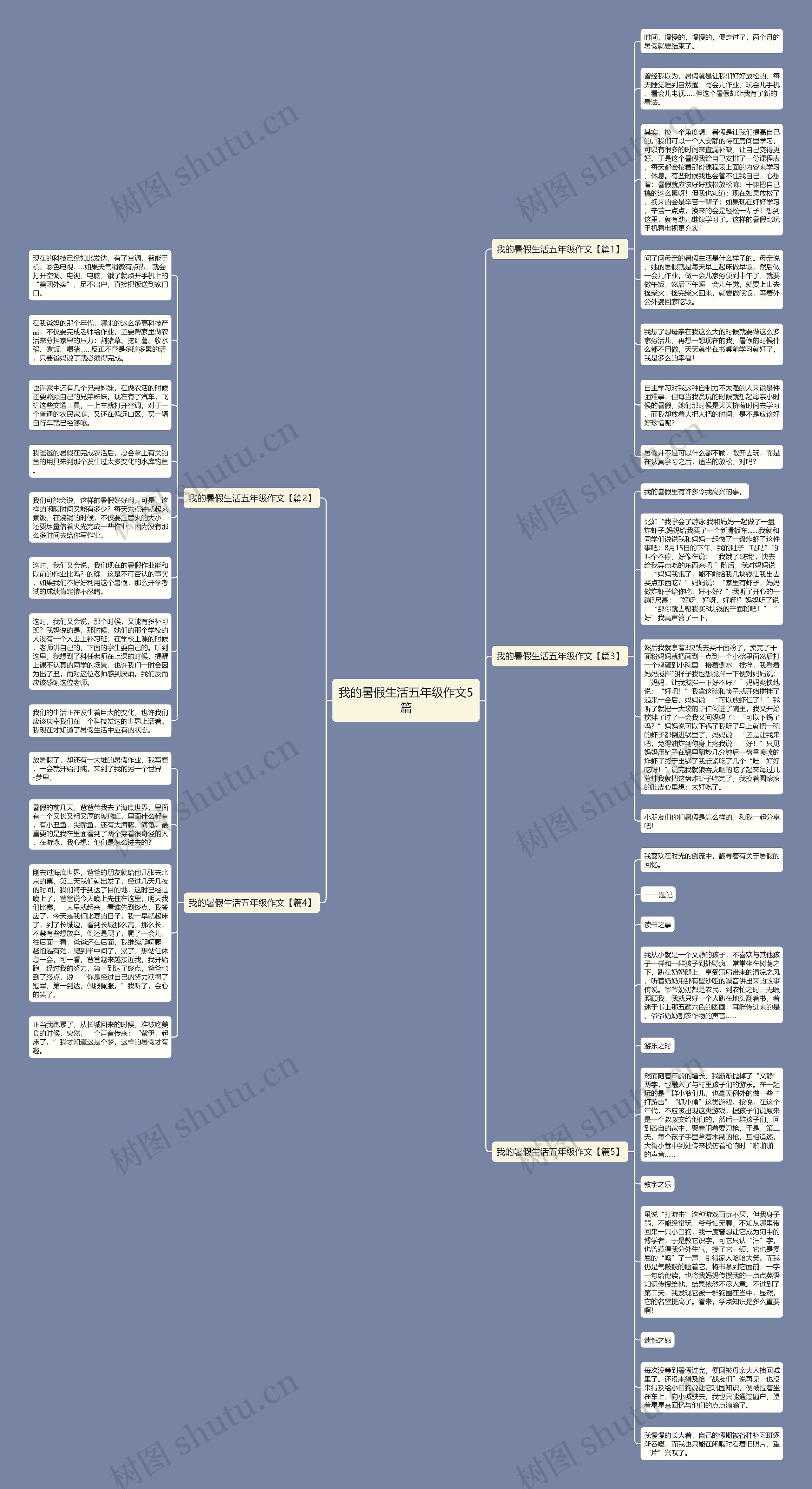 我的暑假生活五年级作文5篇思维导图