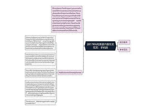 2017年6月英语六级作文范文：手机控