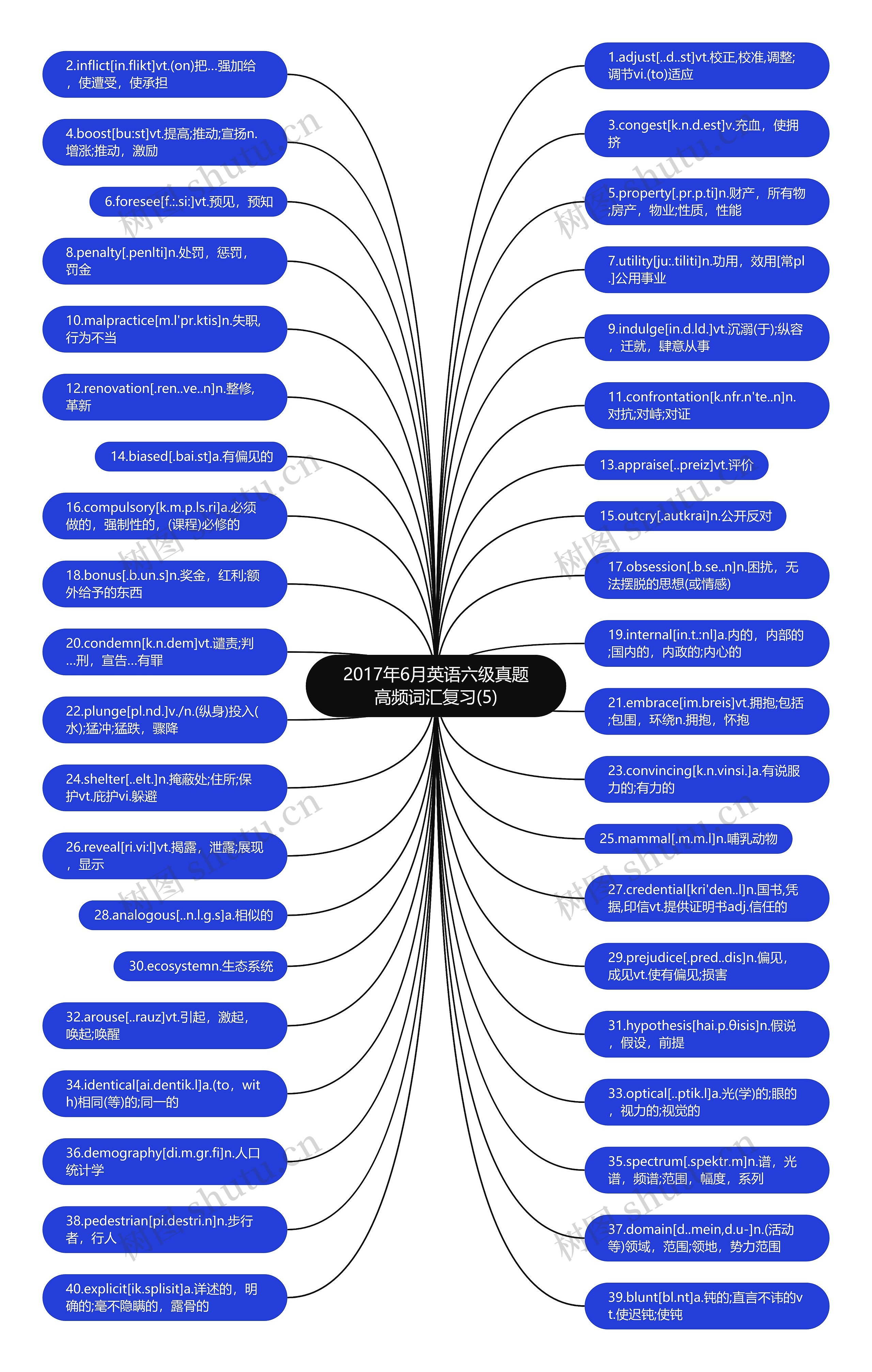 2017年6月英语六级真题高频词汇复习(5)思维导图