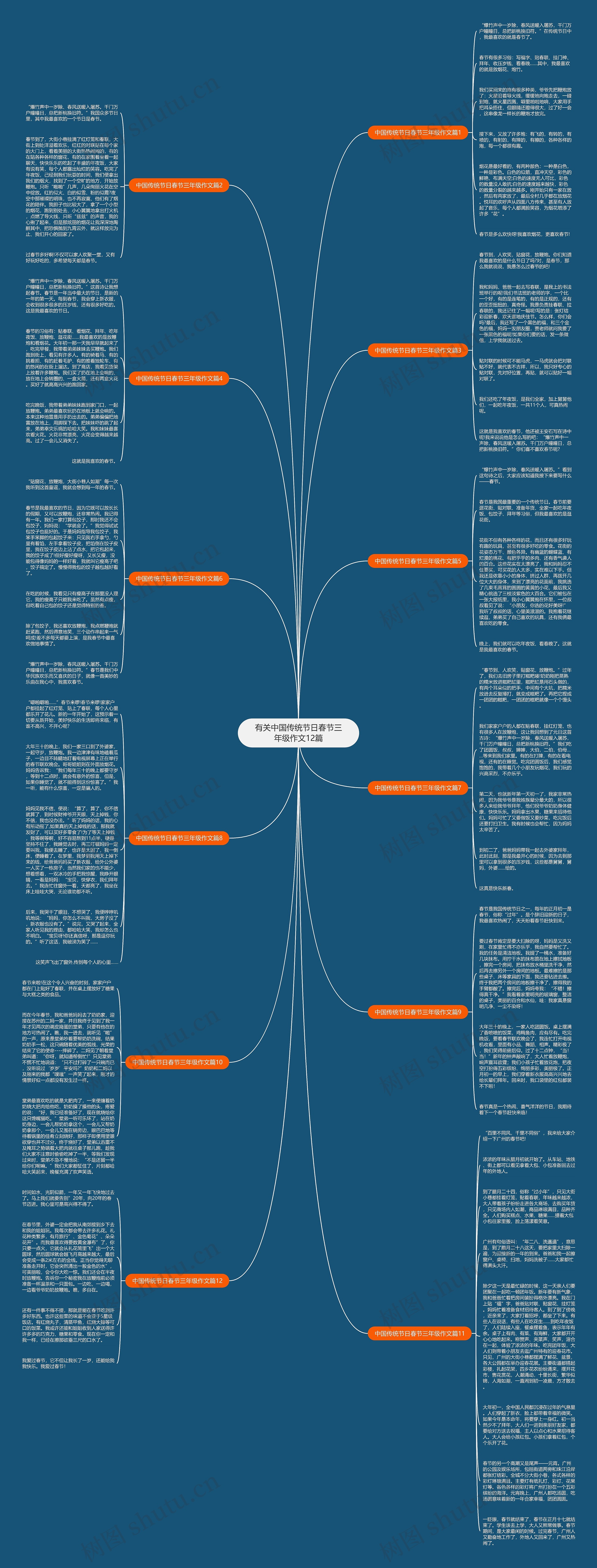 有关中国传统节日春节三年级作文12篇思维导图