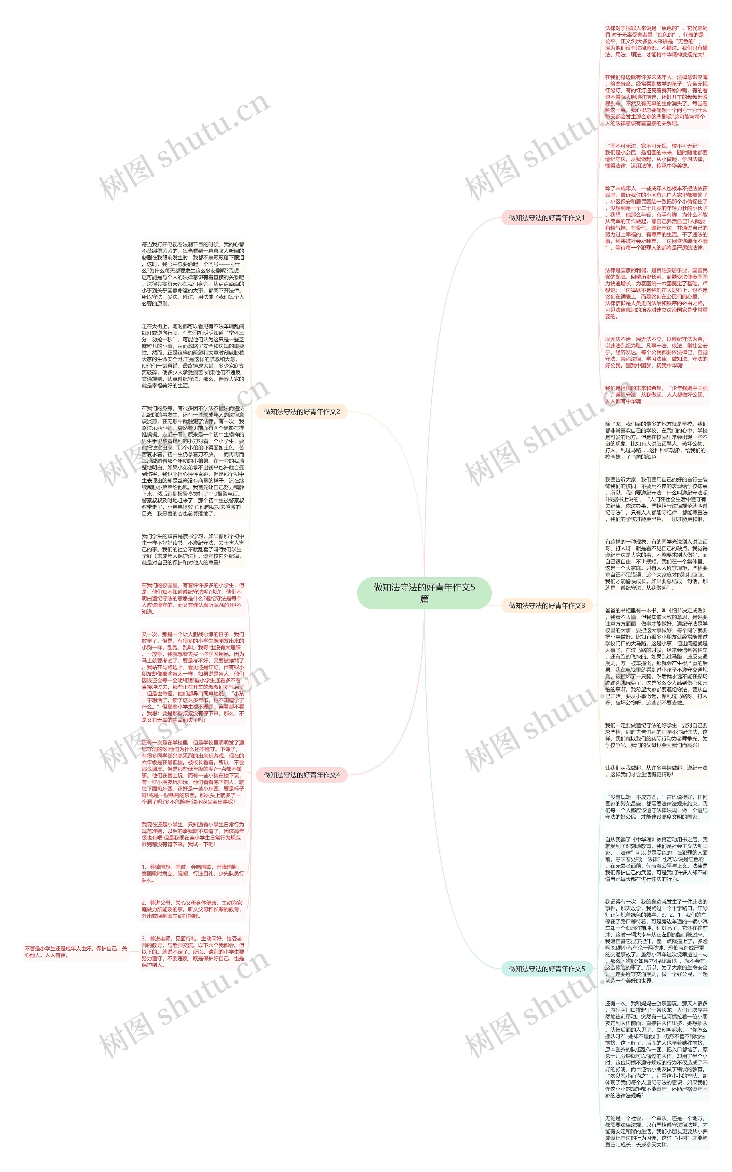 做知法守法的好青年作文5篇思维导图