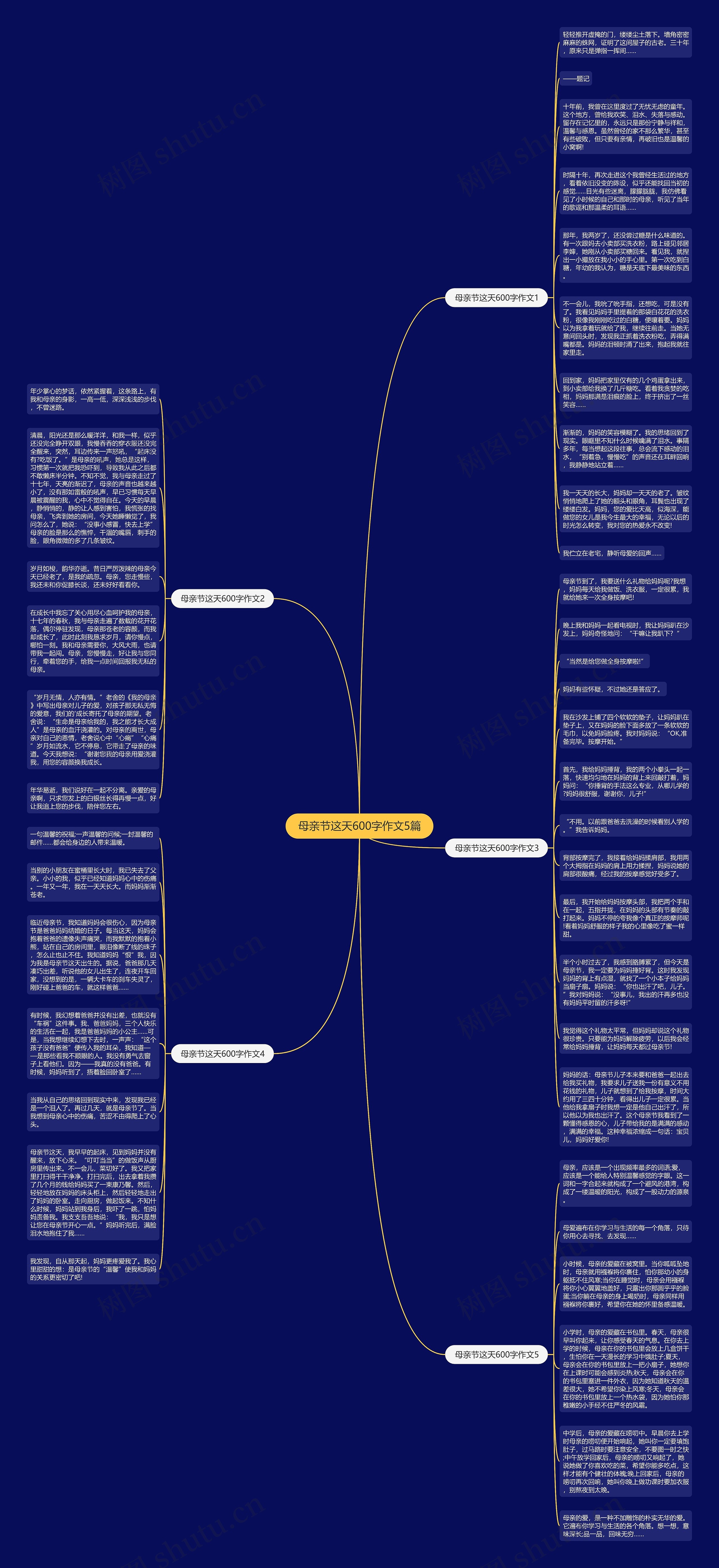 母亲节这天600字作文5篇思维导图