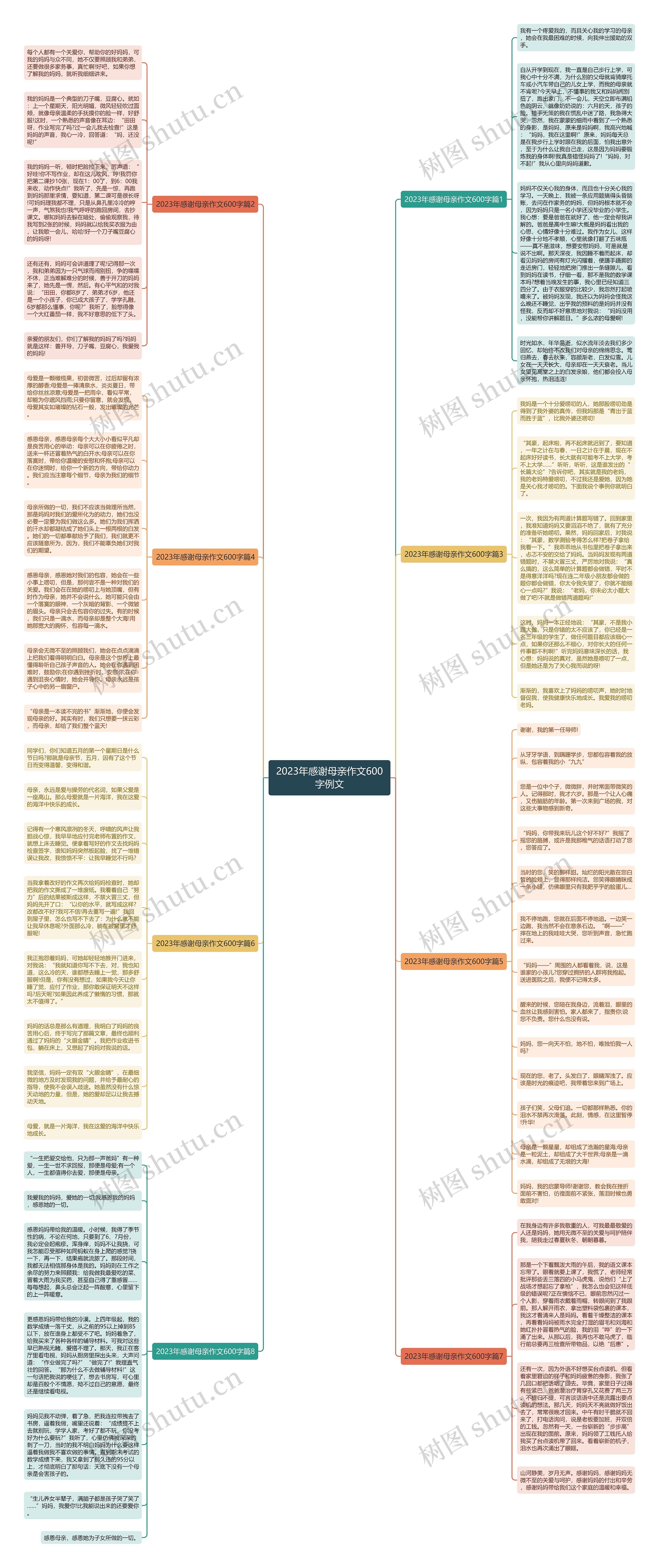 2023年感谢母亲作文600字例文思维导图