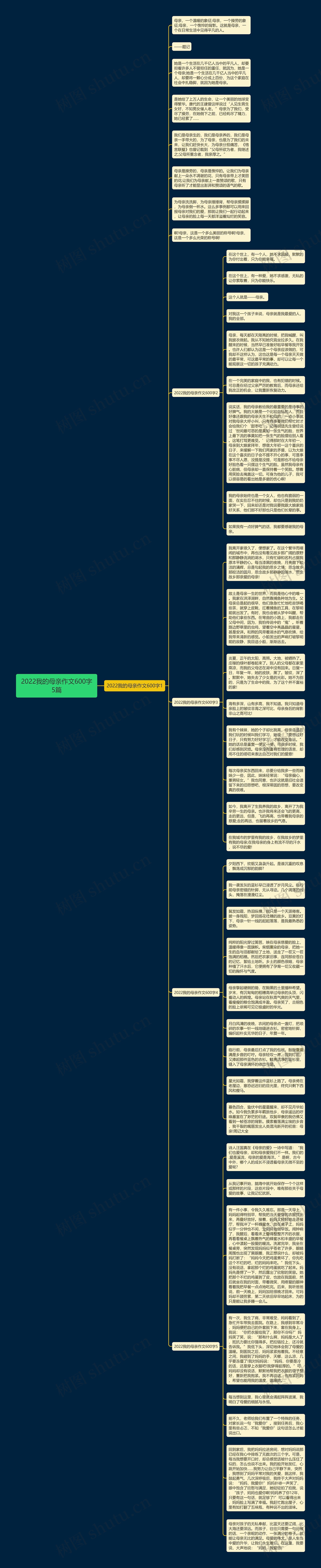 2022我的母亲作文600字5篇