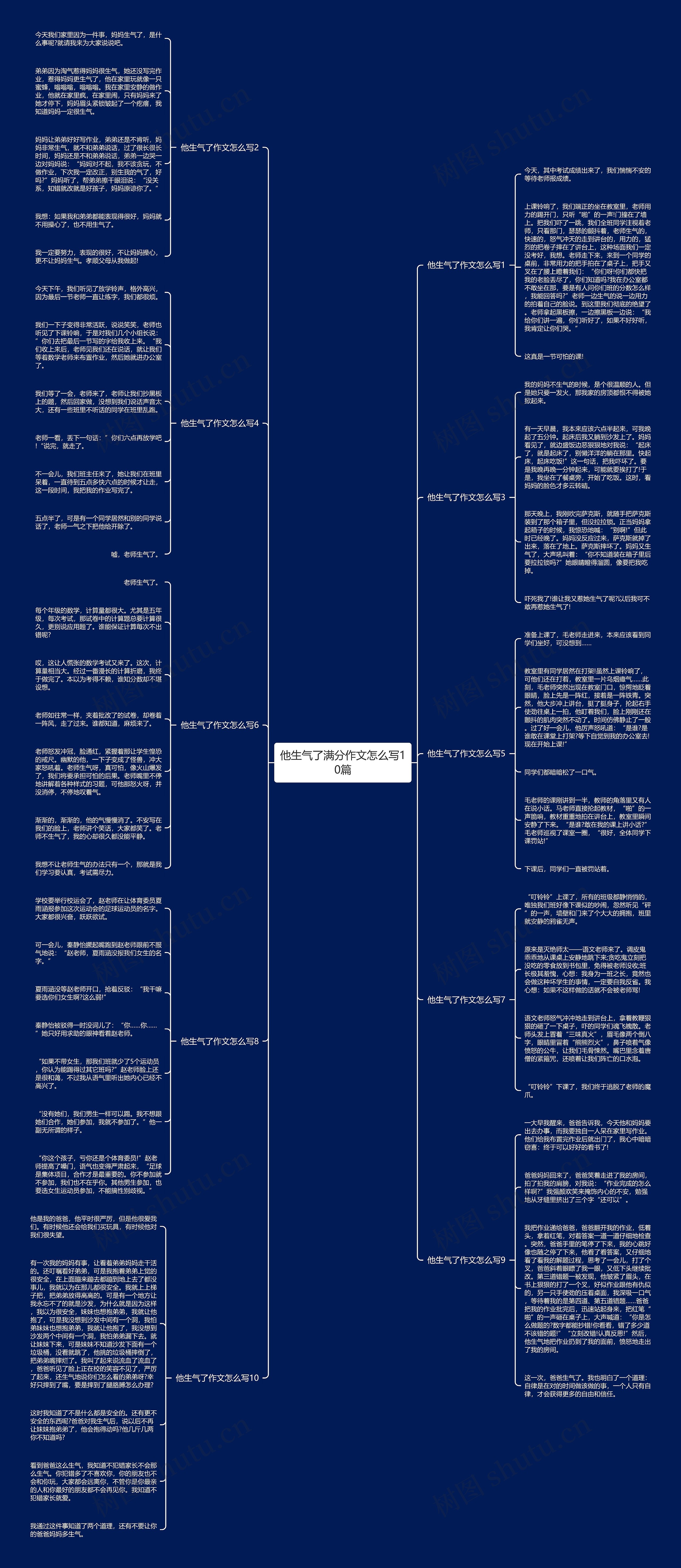 他生气了满分作文怎么写10篇思维导图