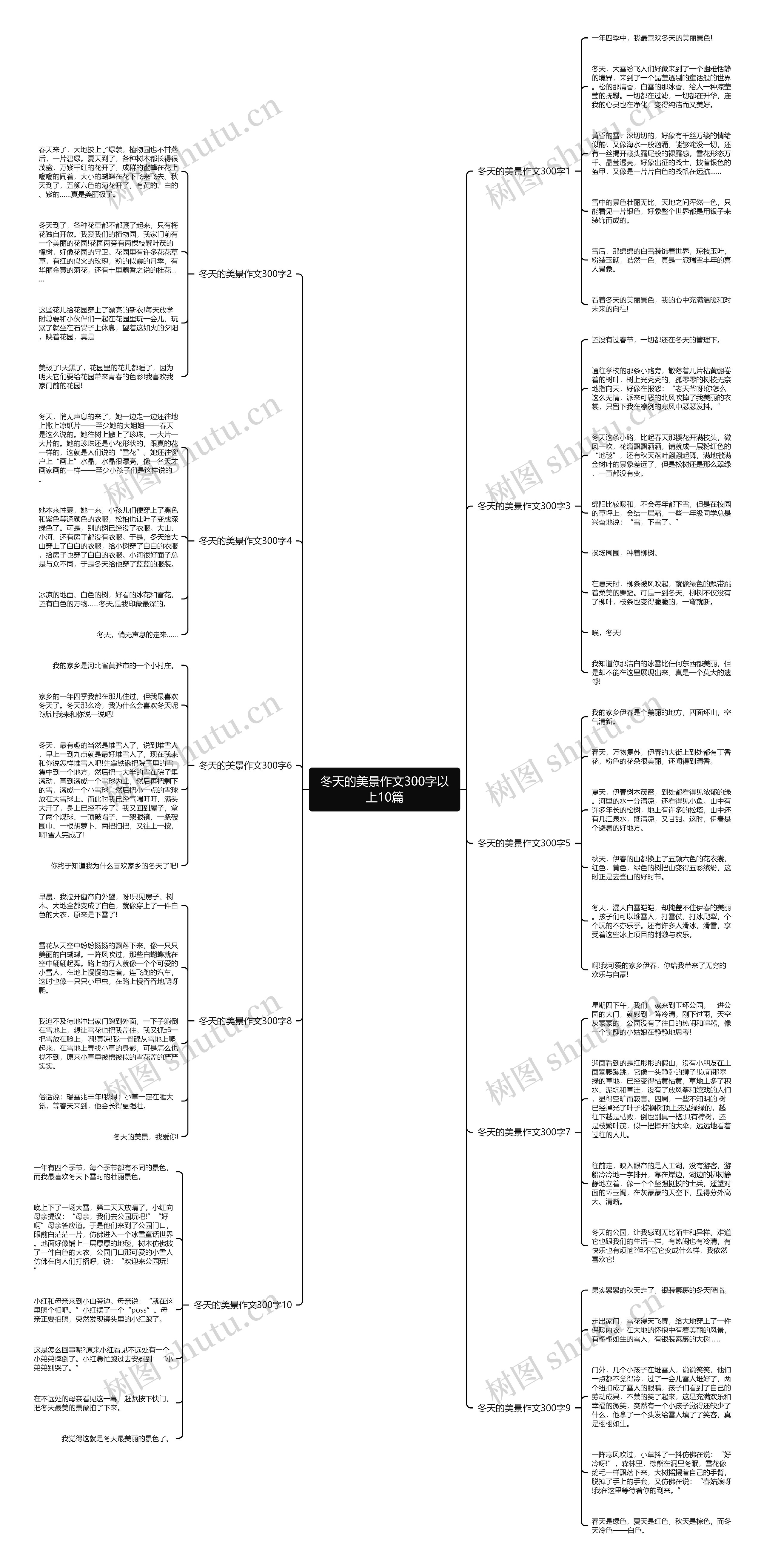 冬天的美景作文300字以上10篇思维导图