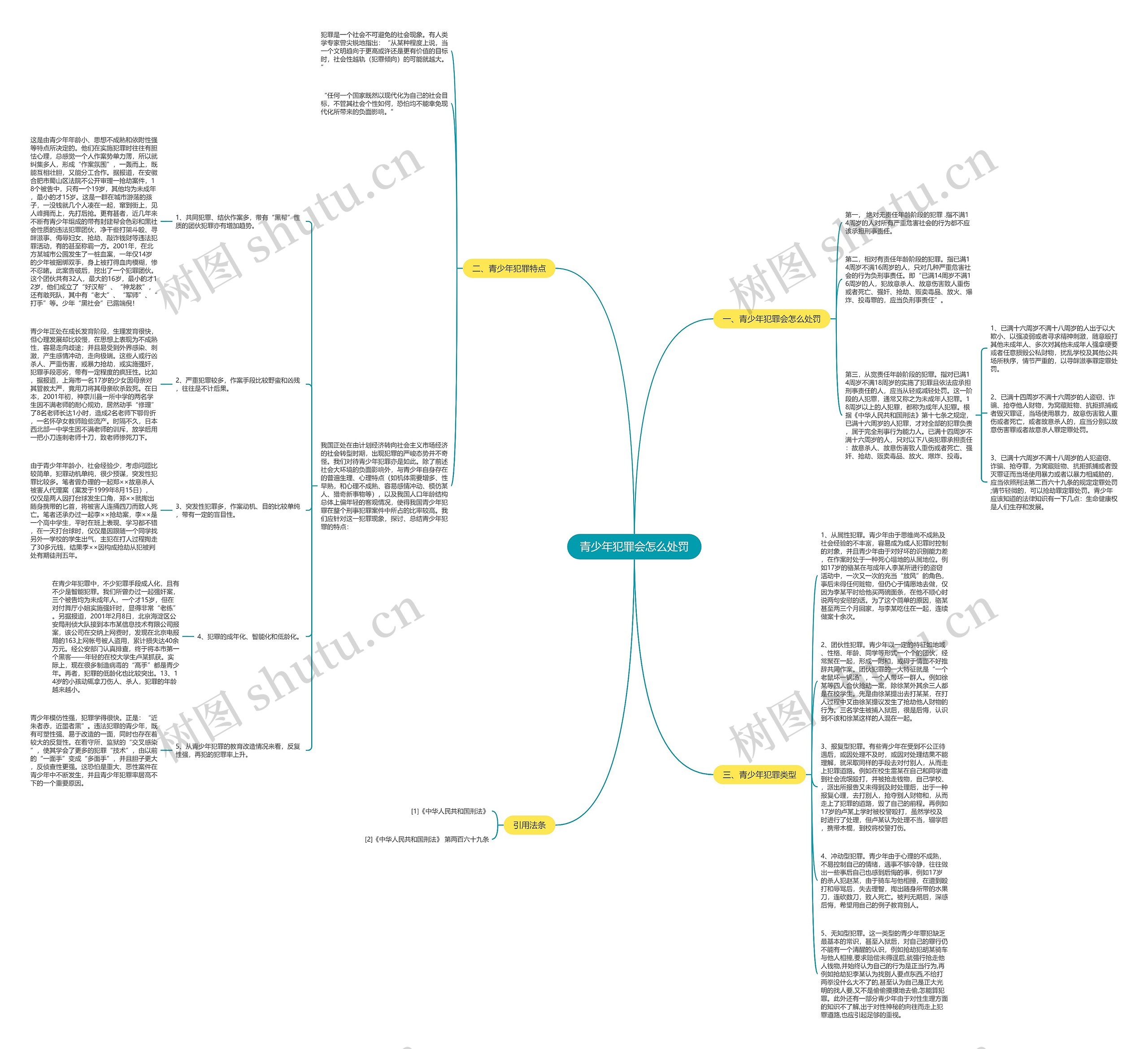 青少年犯罪会怎么处罚思维导图