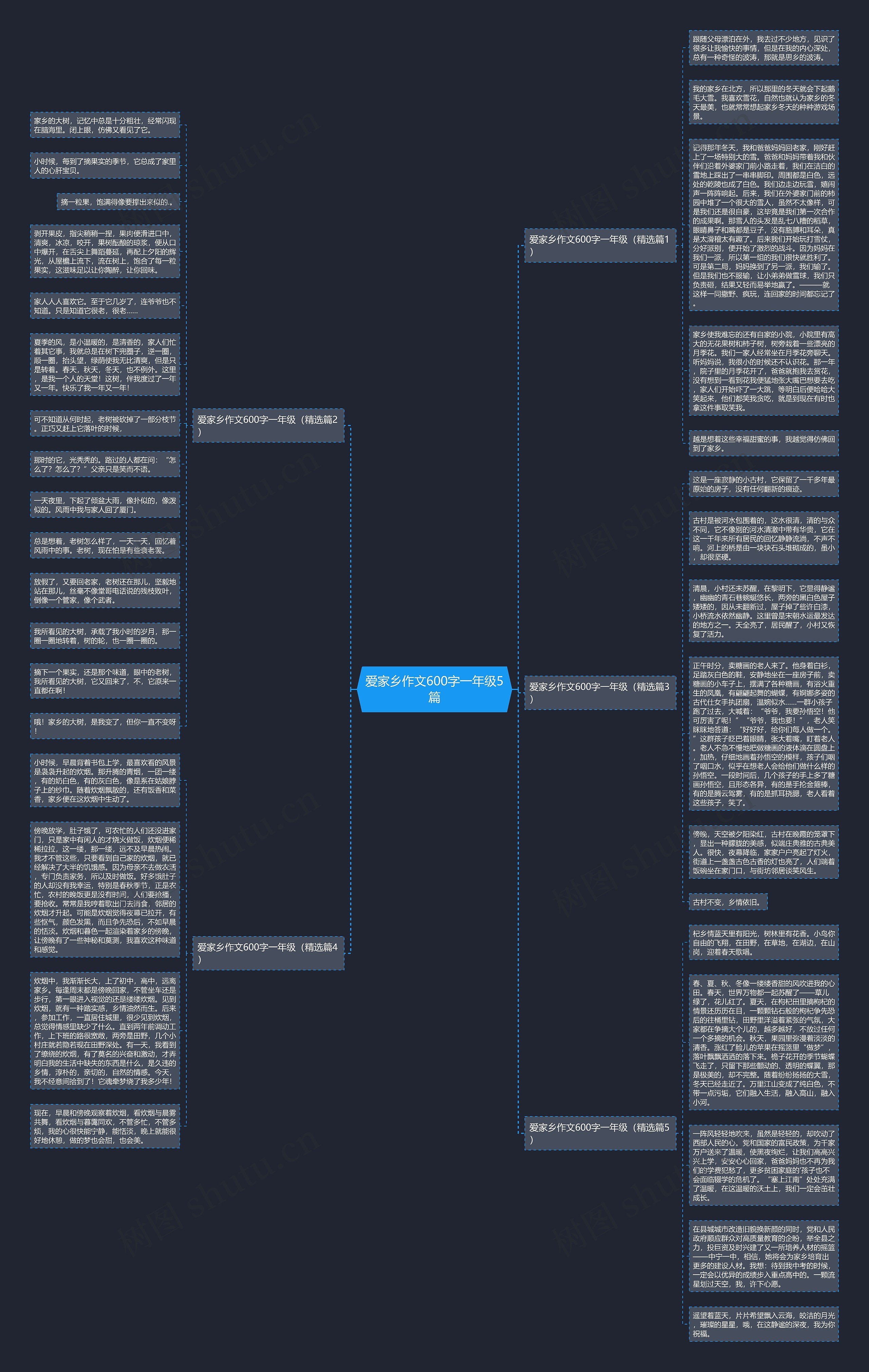 爱家乡作文600字一年级5篇思维导图