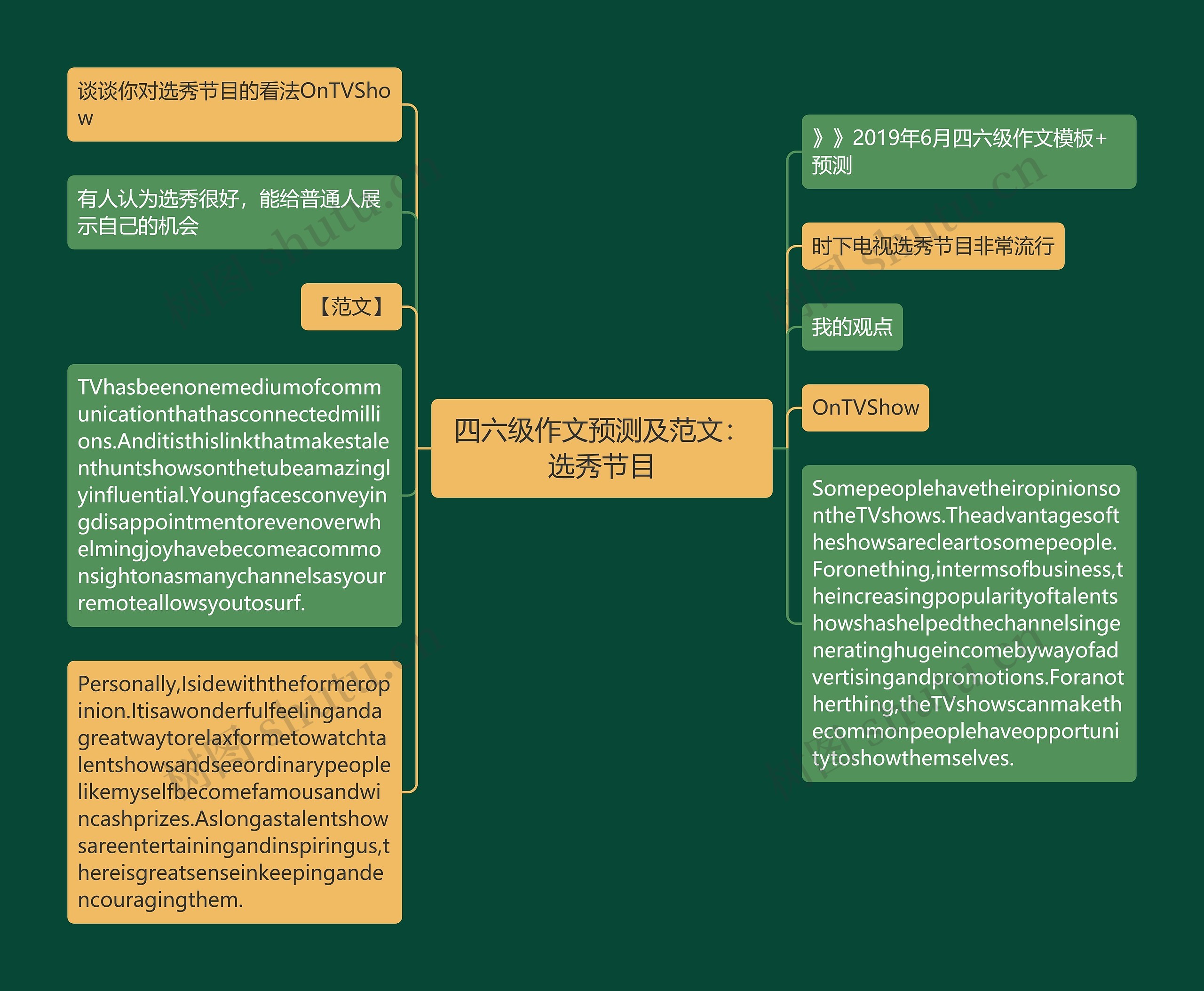 四六级作文预测及范文：选秀节目思维导图