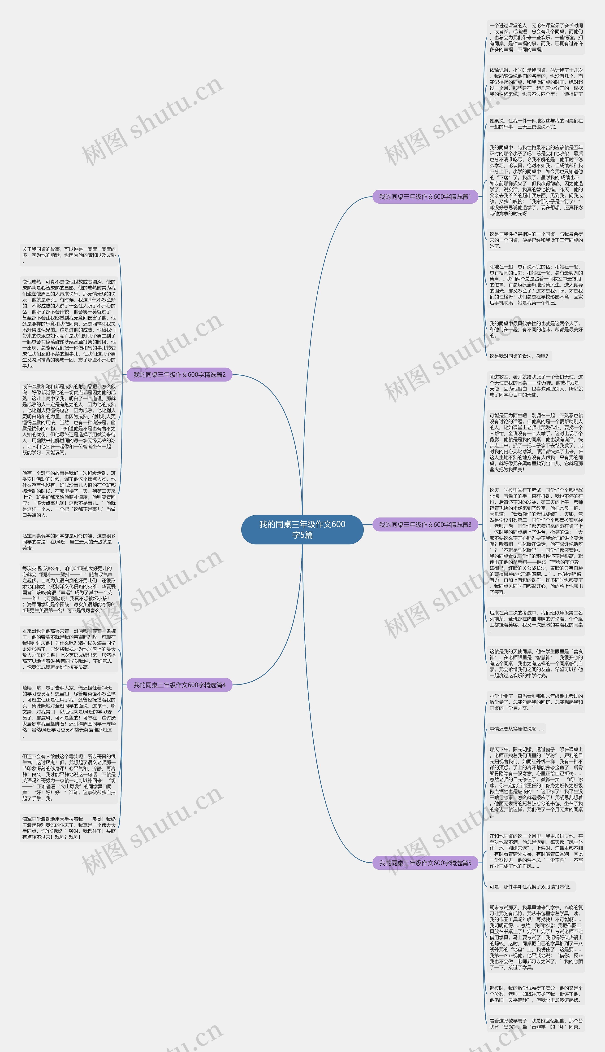 我的同桌三年级作文600字5篇思维导图