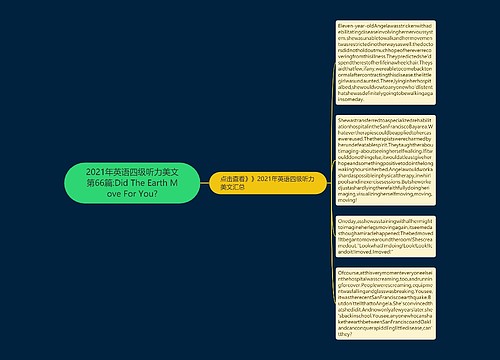 2021年英语四级听力美文第66篇:Did The Earth Move For You?