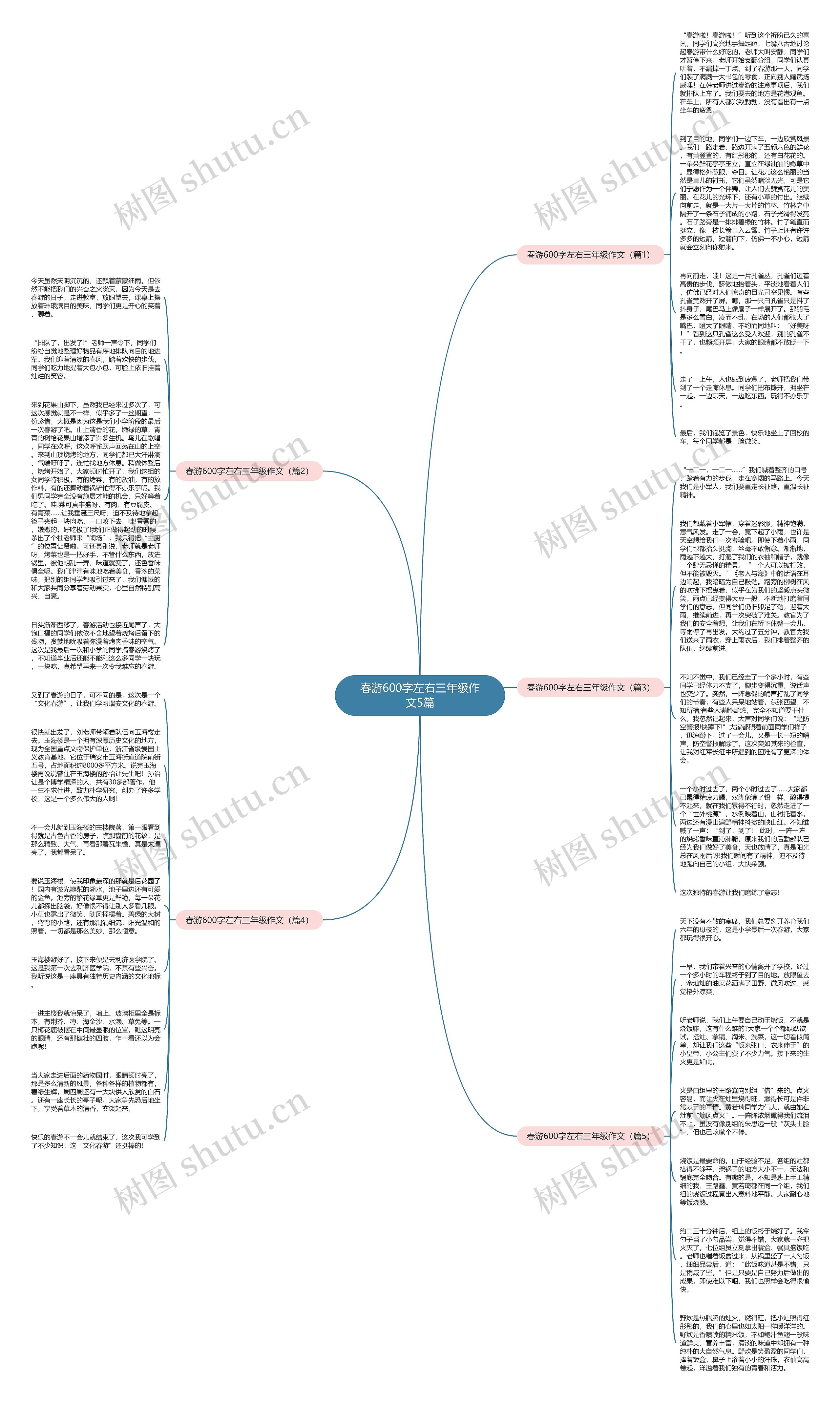 春游600字左右三年级作文5篇思维导图