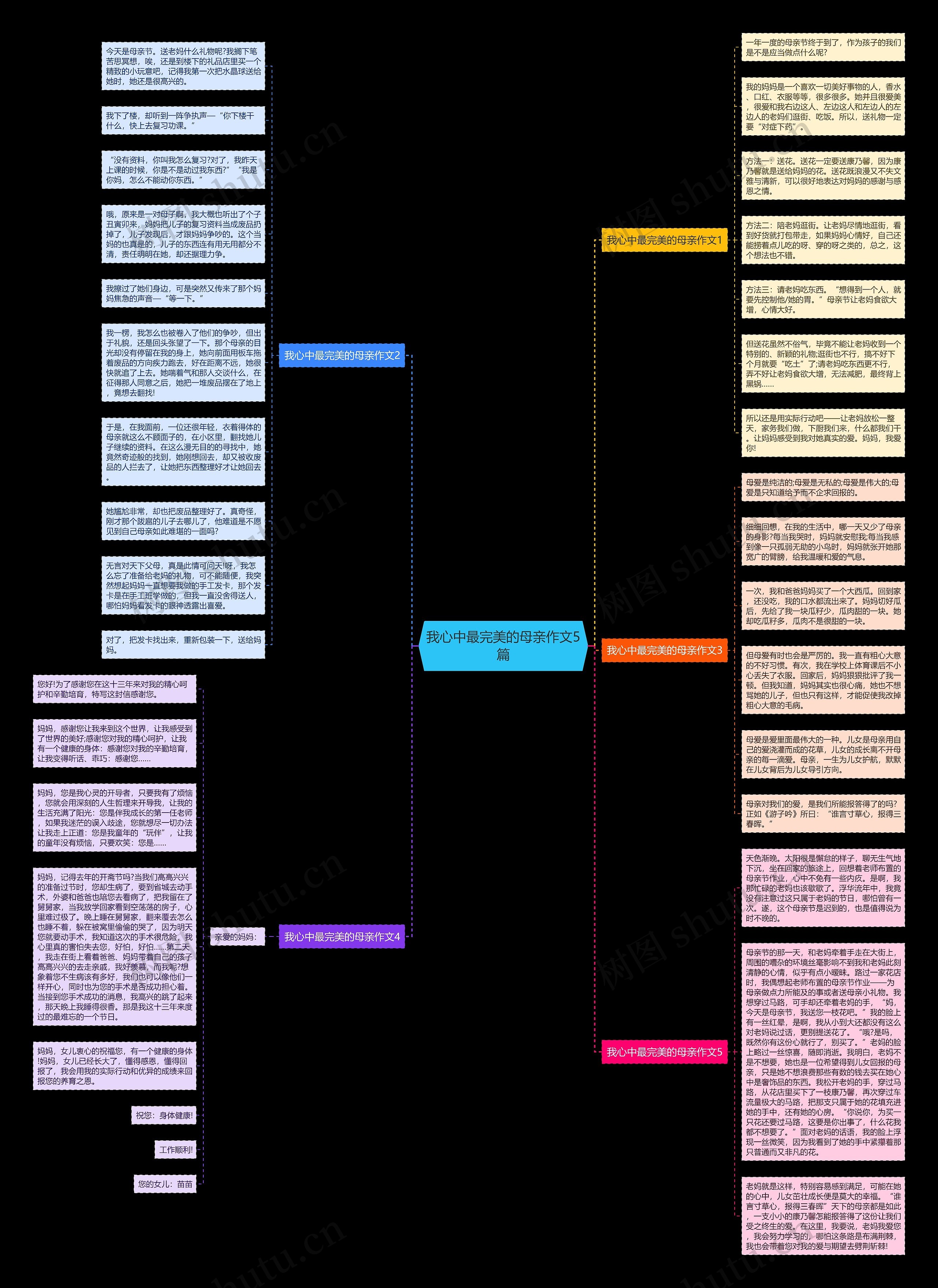 我心中最完美的母亲作文5篇思维导图