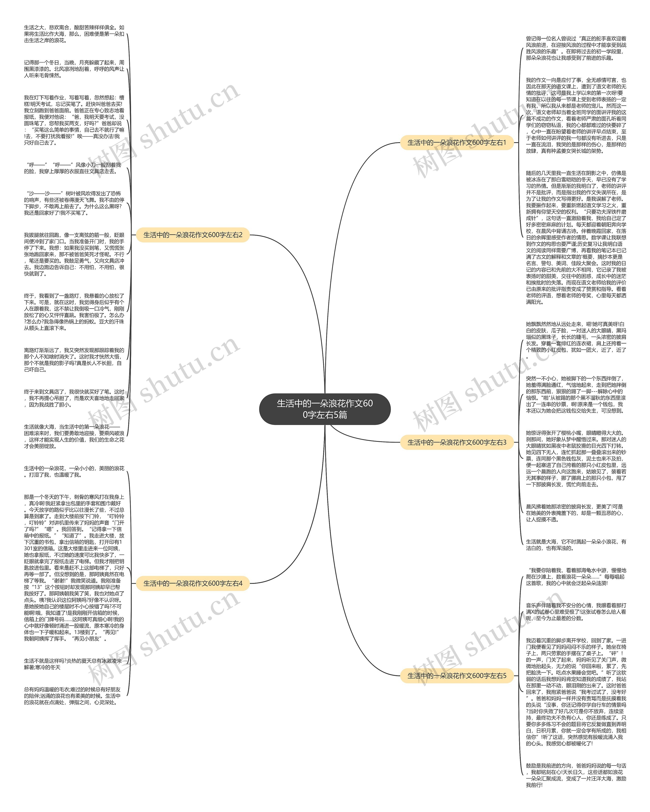 生活中的一朵浪花作文600字左右5篇思维导图