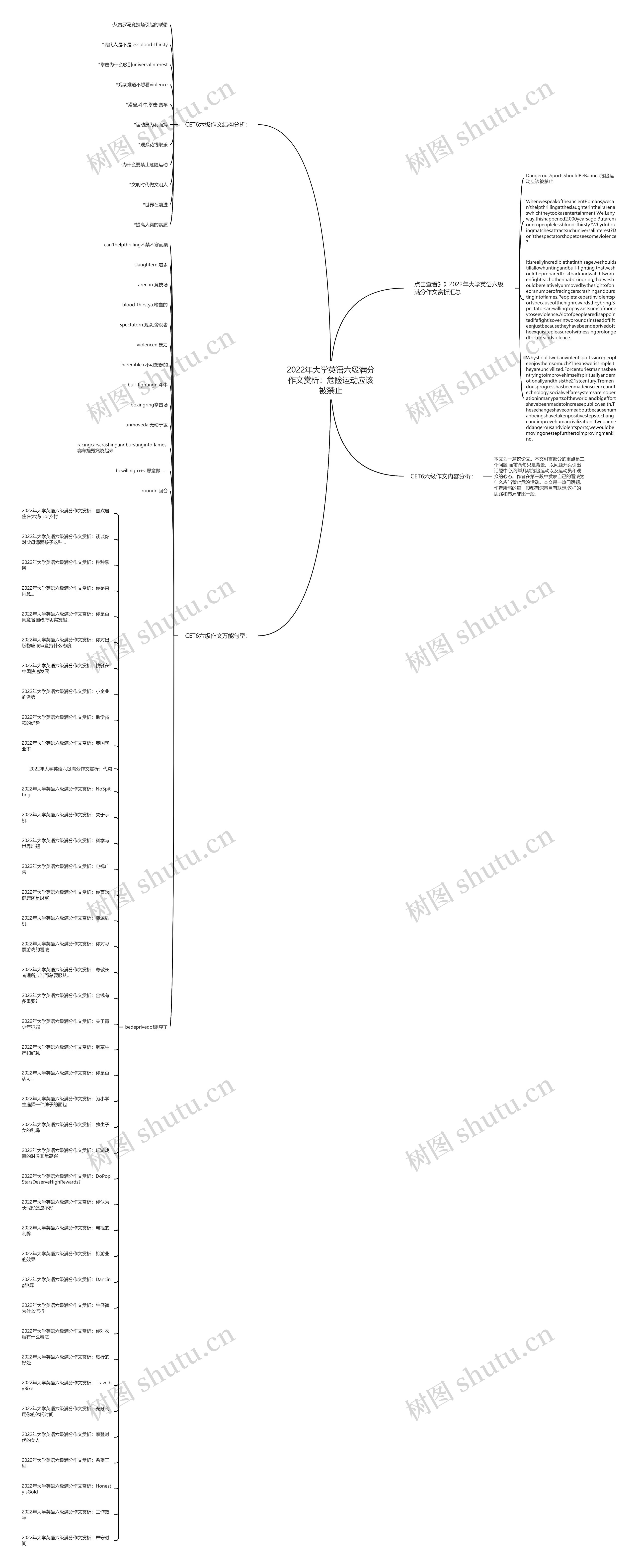 2022年大学英语六级满分作文赏析：危险运动应该被禁止思维导图