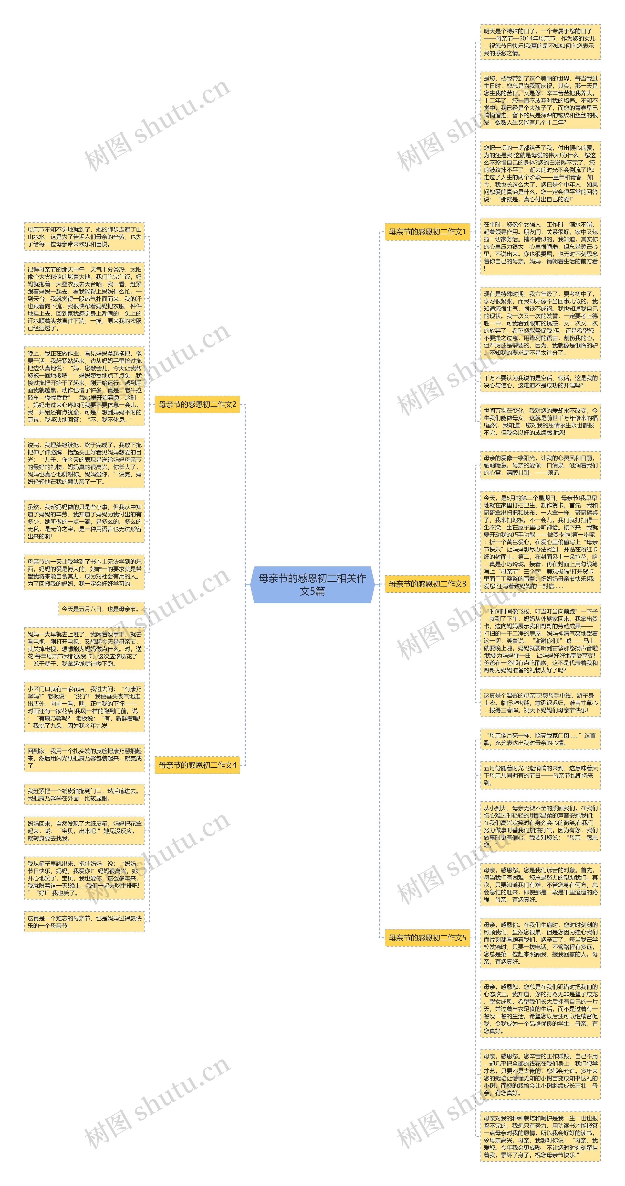 母亲节的感恩初二相关作文5篇思维导图