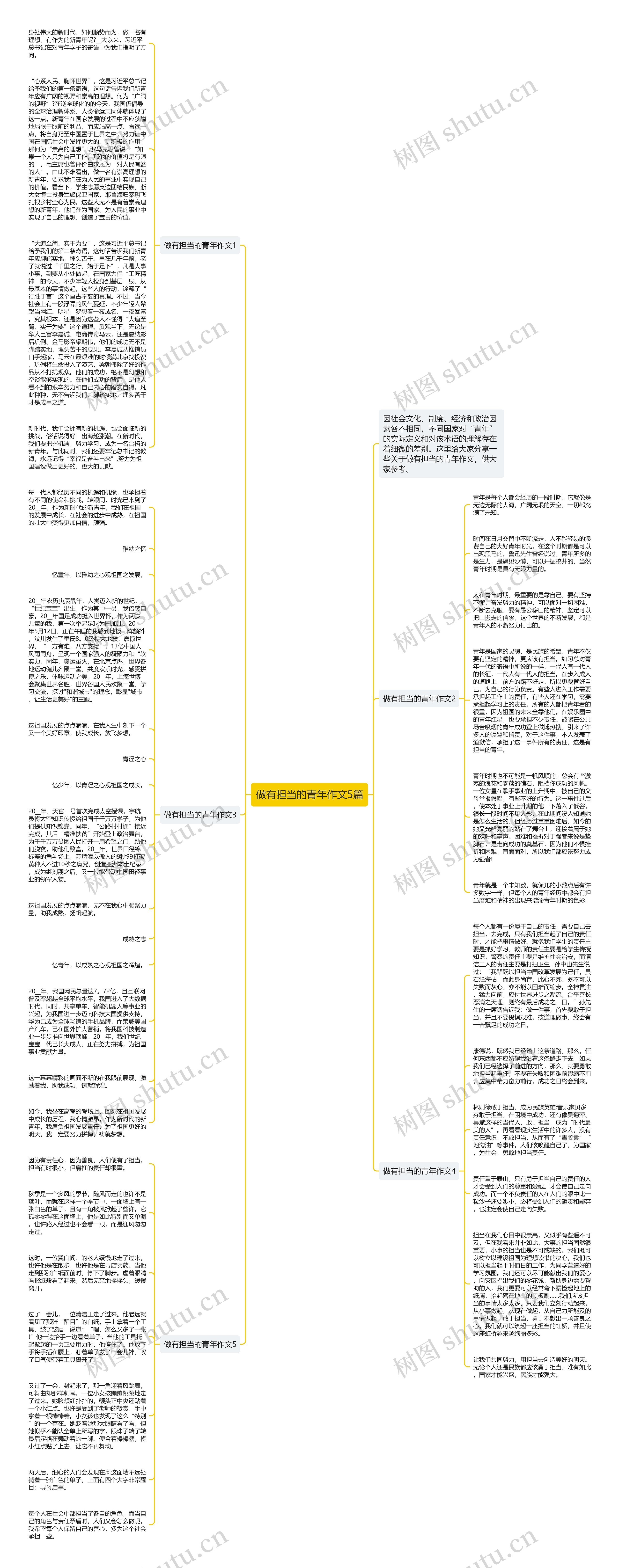 做有担当的青年作文5篇思维导图高清图 做有担当的青年作文5篇思维导图