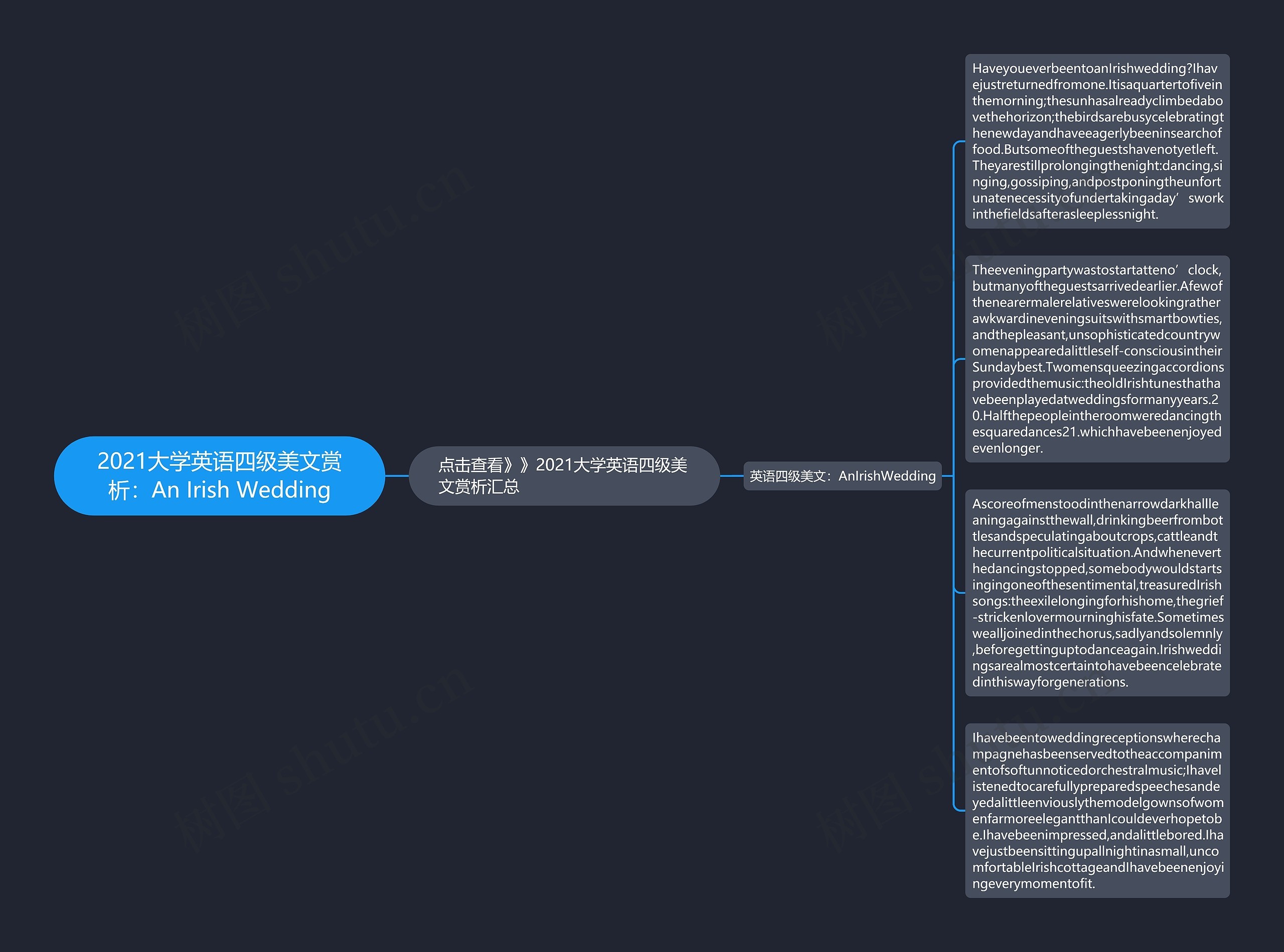 2021大学英语四级美文赏析：An Irish Wedding思维导图