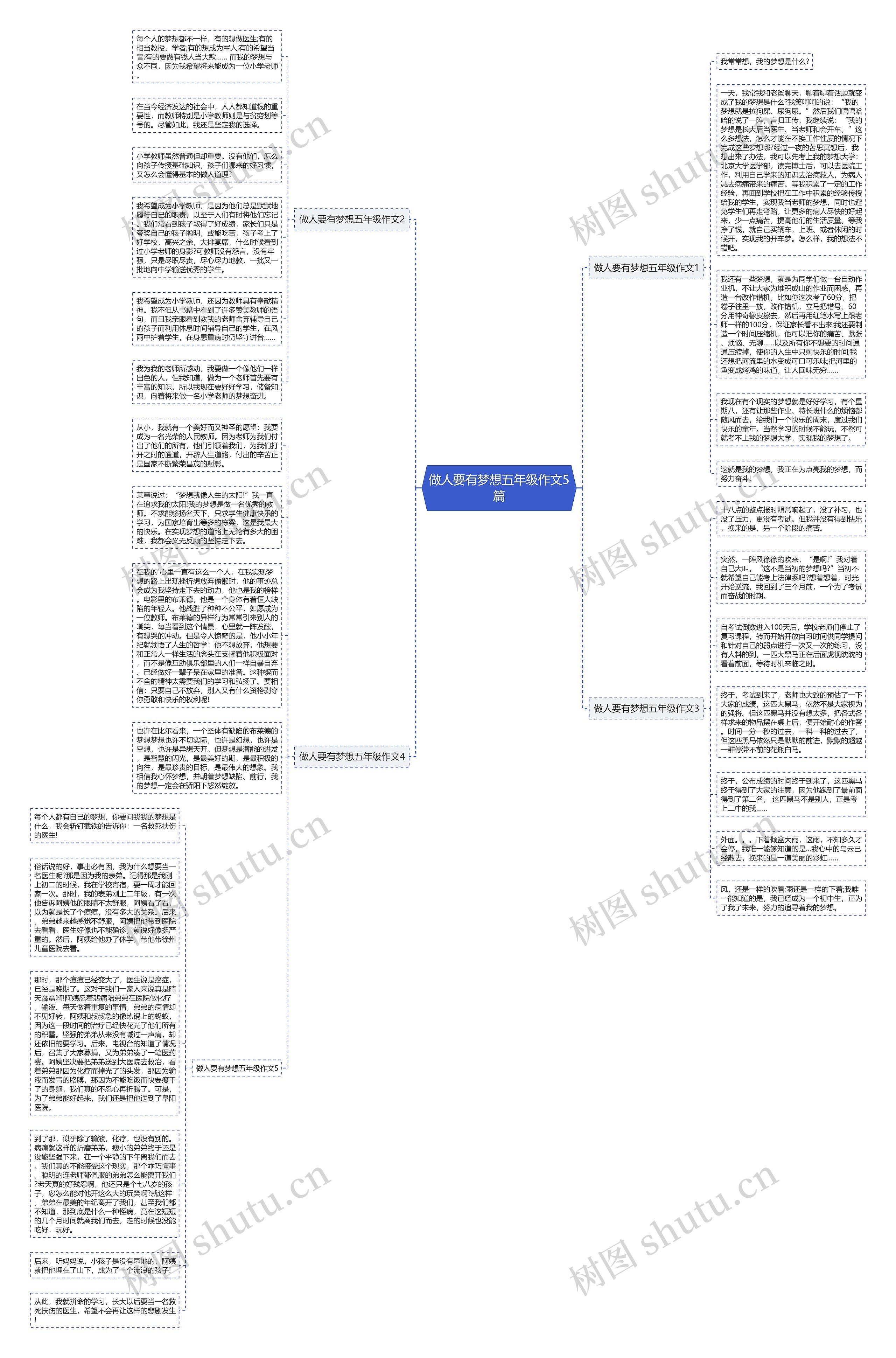 做人要有梦想五年级作文5篇思维导图