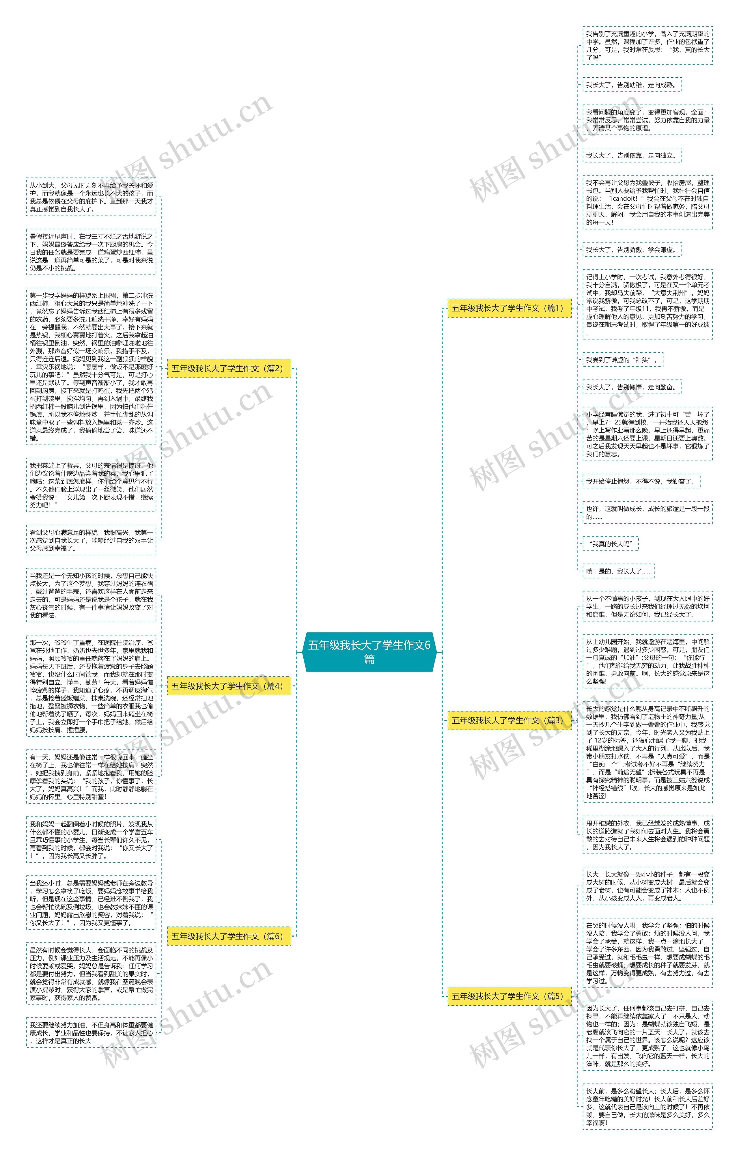 五年级我长大了学生作文6篇思维导图