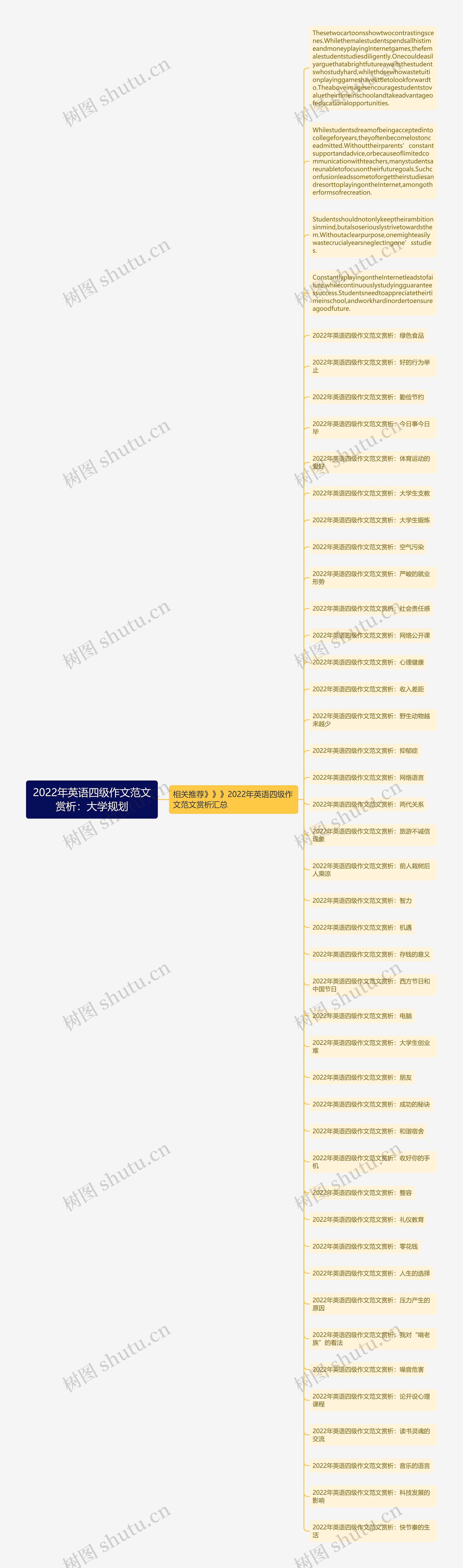 2022年英语四级作文范文赏析：大学规划思维导图