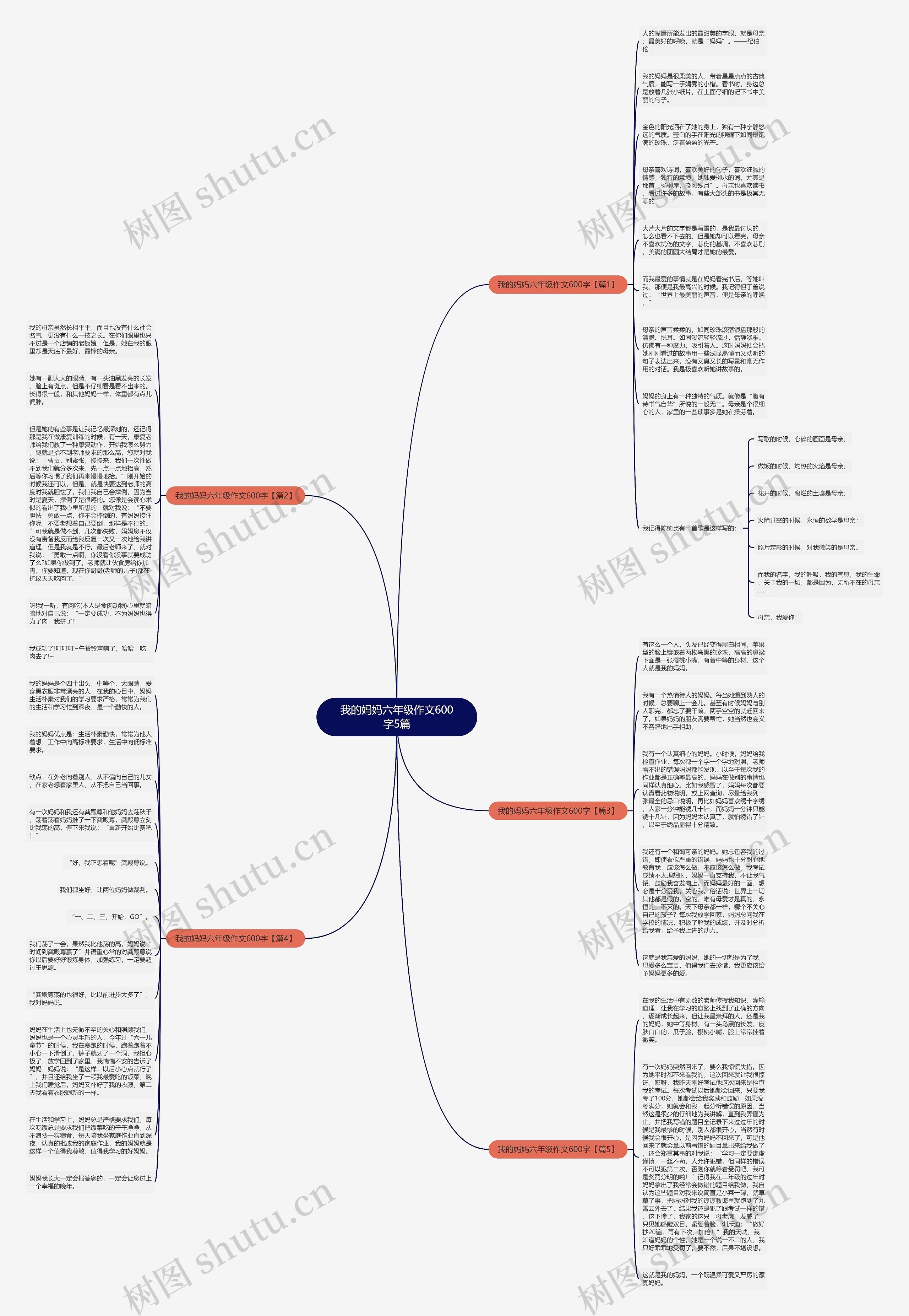 我的妈妈六年级作文600字5篇思维导图