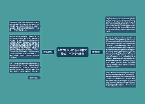 2017年12月英语六级作文模板：学习没有捷径