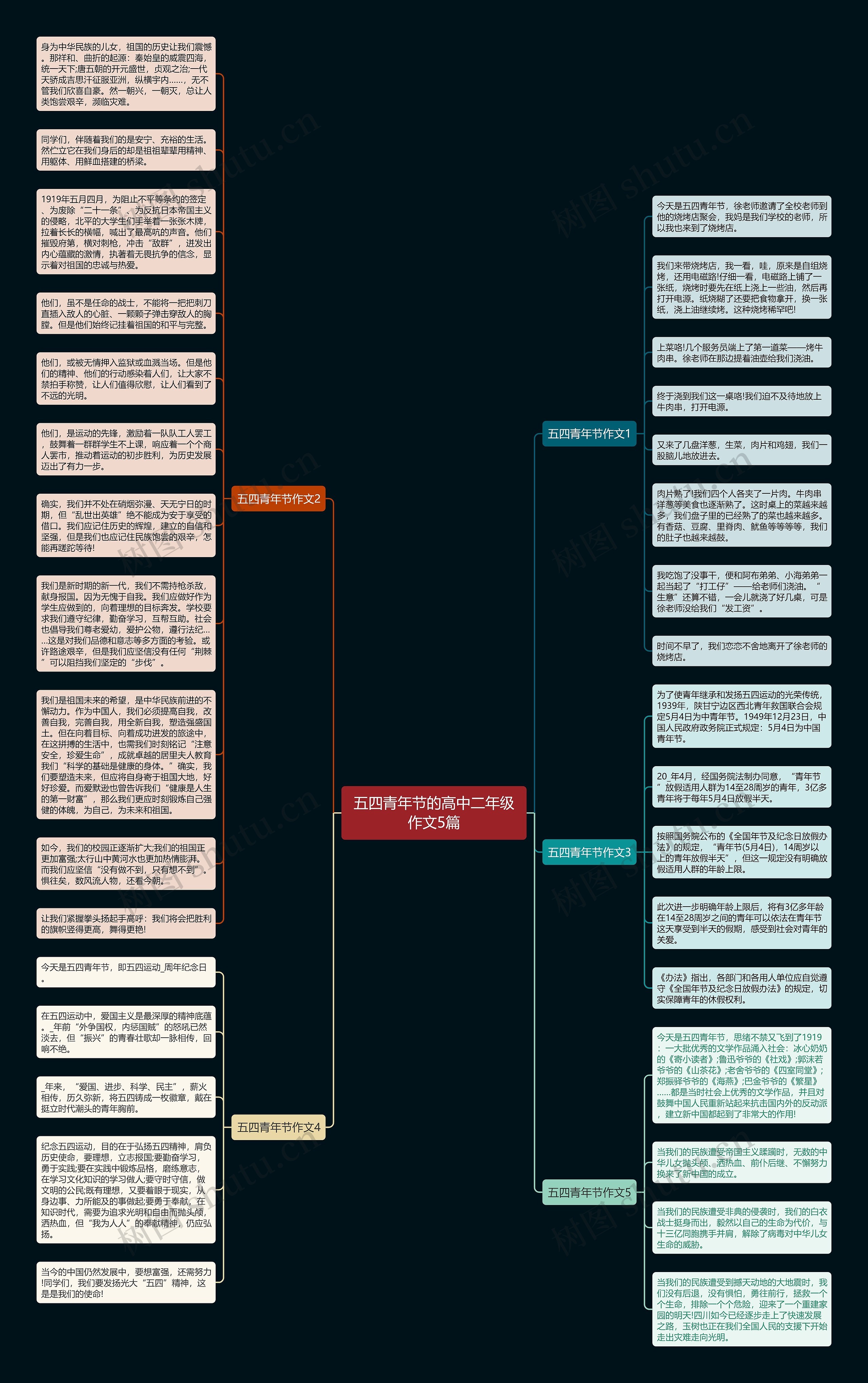 五四青年节的高中二年级作文5篇思维导图