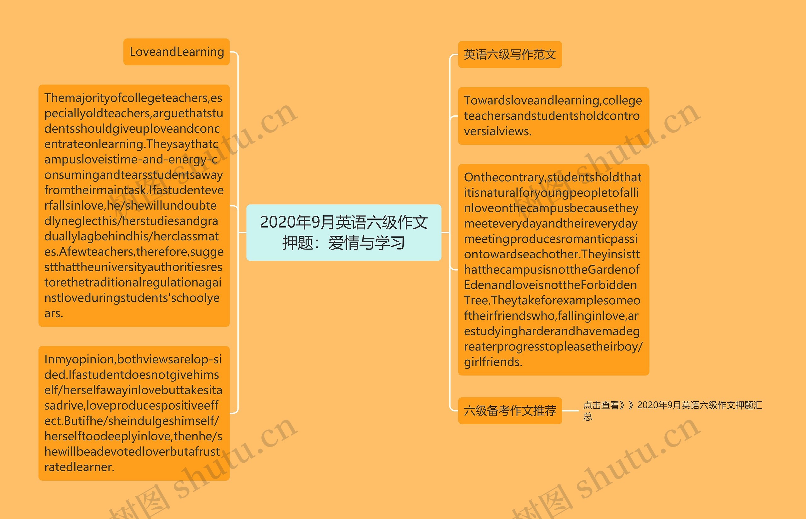 2020年9月英语六级作文押题：爱情与学习